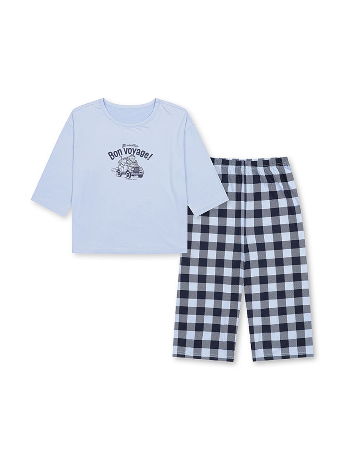 폴햄키즈(POLHAM KIDS) 공용) 체크 폴키베어 라운지 8부 세트_PKF5UI3840