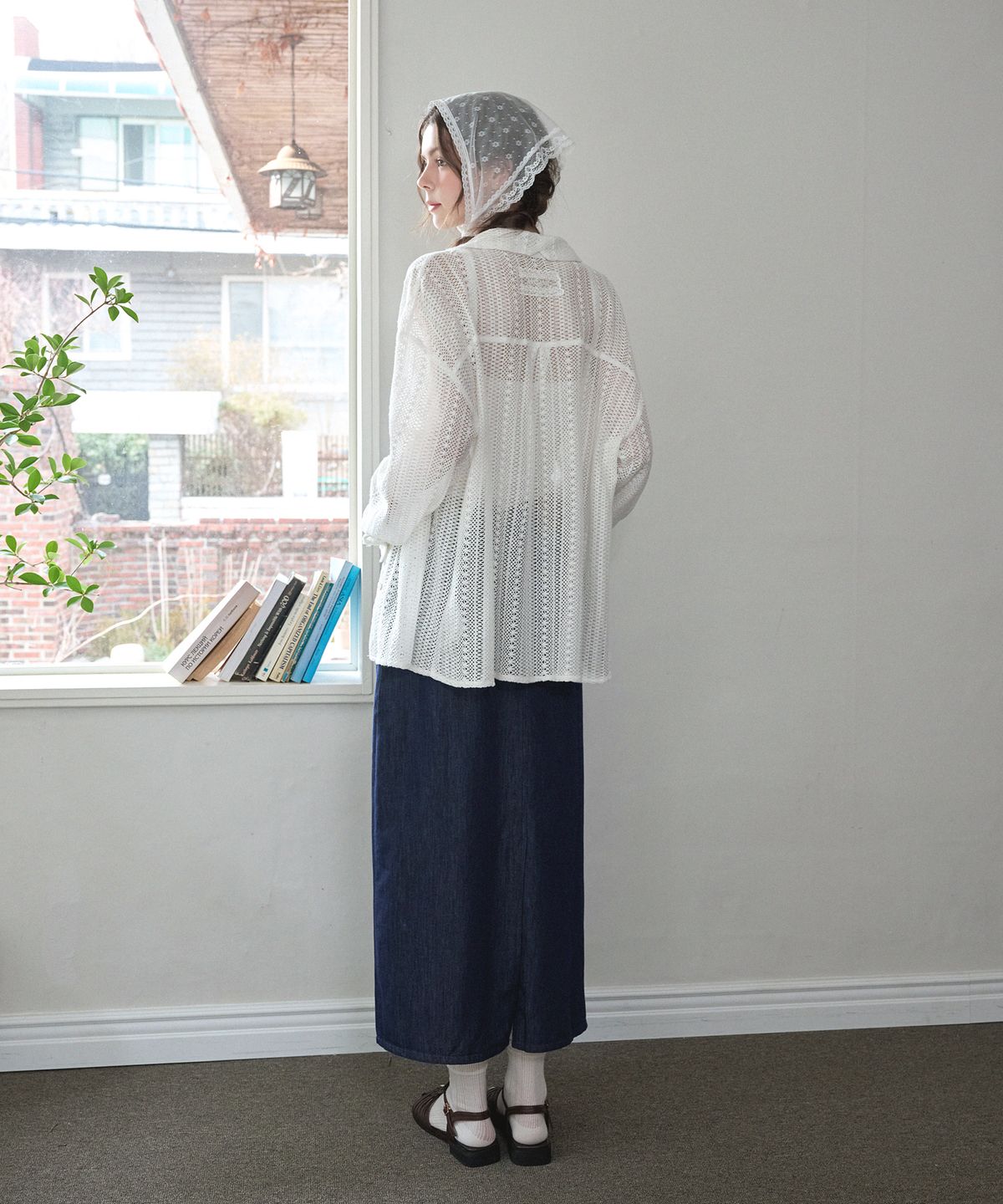 미케네(MICANE) 로잘린드 오버핏 크로쉐 셔츠