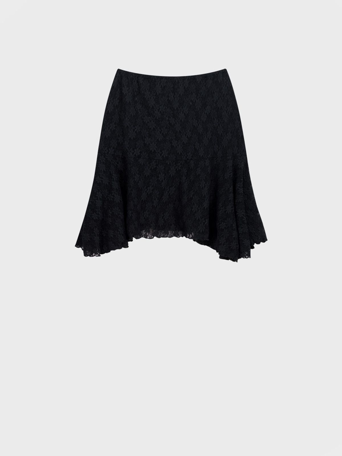 비수스(VISUS) Floral Lace Midi Skirt_Black
