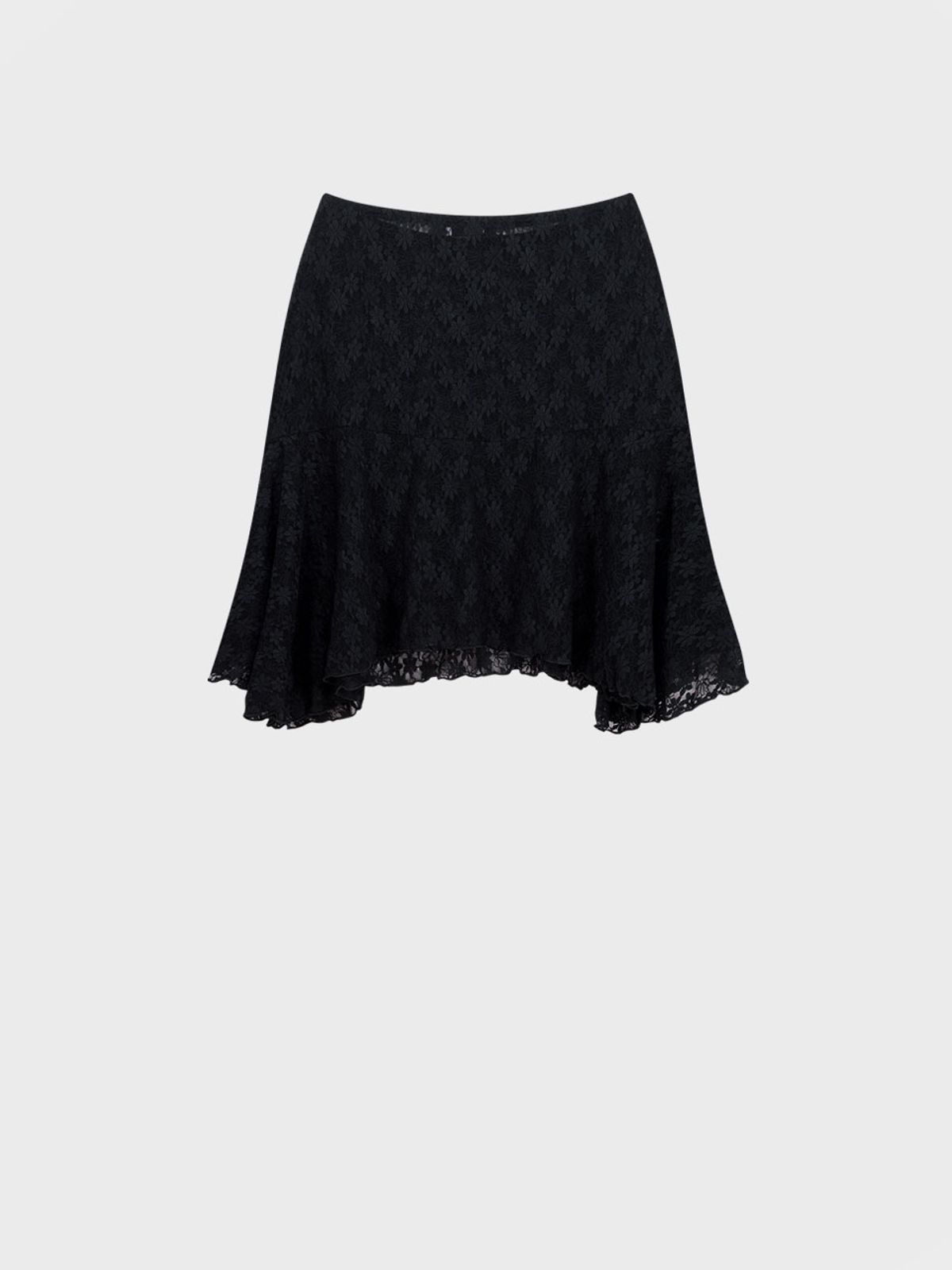 비수스(VISUS) Floral Lace Midi Skirt_Black