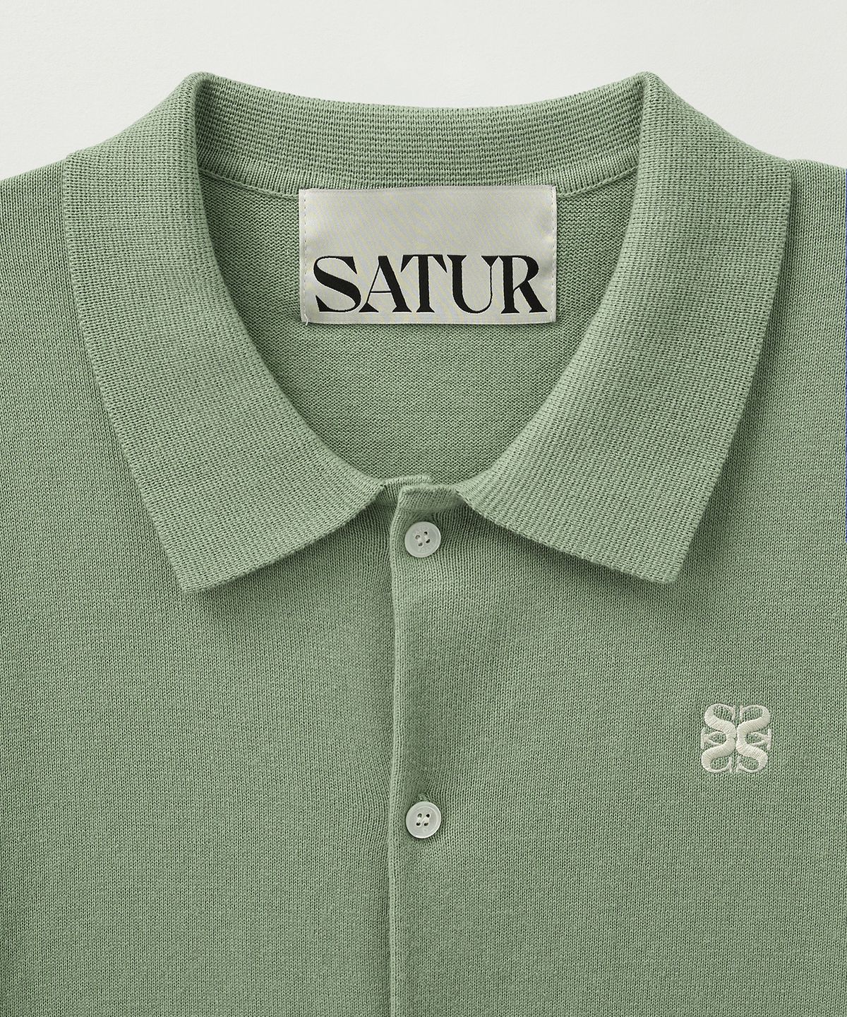 세터(SATUR) 베이직 코튼 칼라 하프 가디건 그린