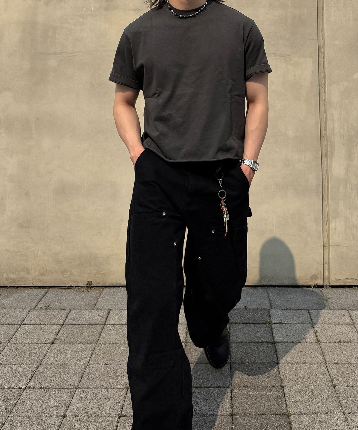 토피(TOFFEE) 피그먼트 크롭드 티 (CHARCOAL)