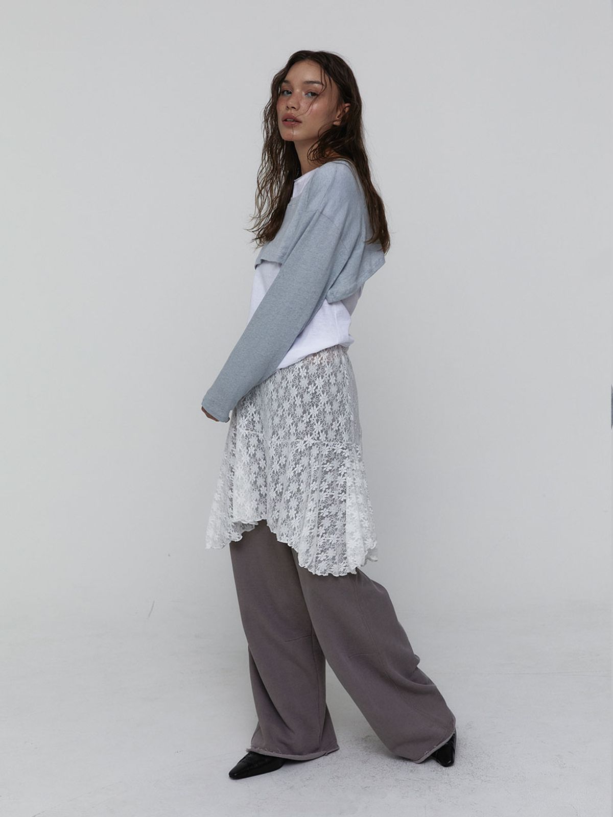 비수스(VISUS) Cotton Cropped Top_Skyblue