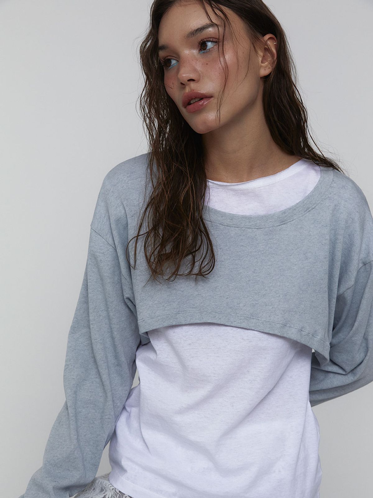 비수스(VISUS) Cotton Cropped Top_Skyblue