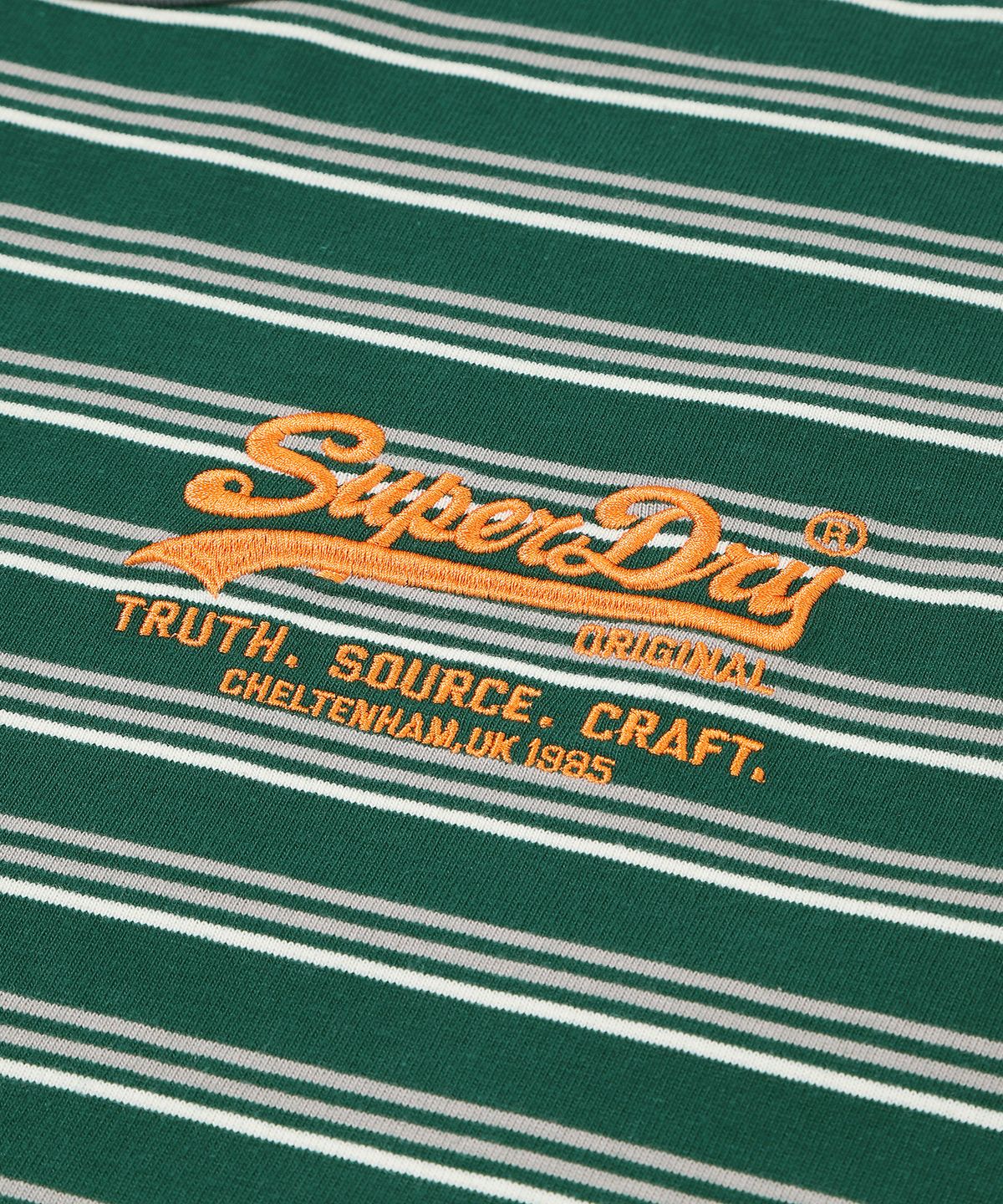 슈퍼드라이(SUPERDRY) 로고 스트라이프 티셔츠 헌터