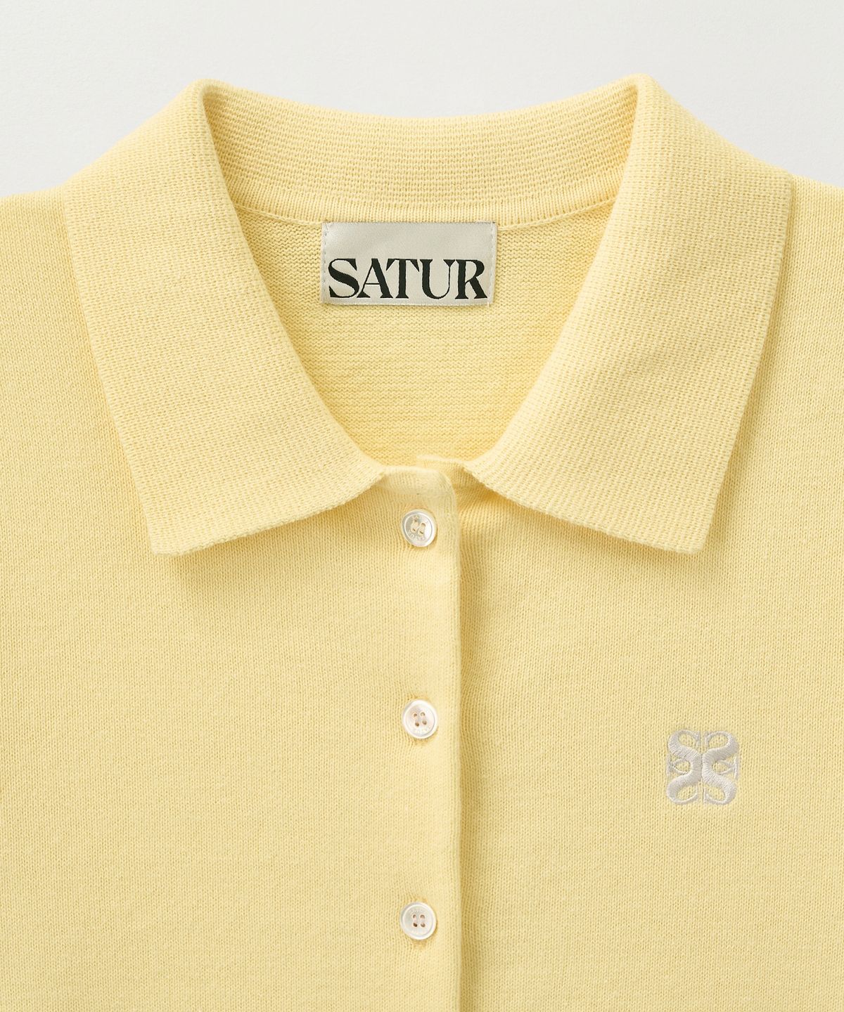 세터(SATUR) (W) 베이직 코튼 칼라 하프 가디건 옐로우