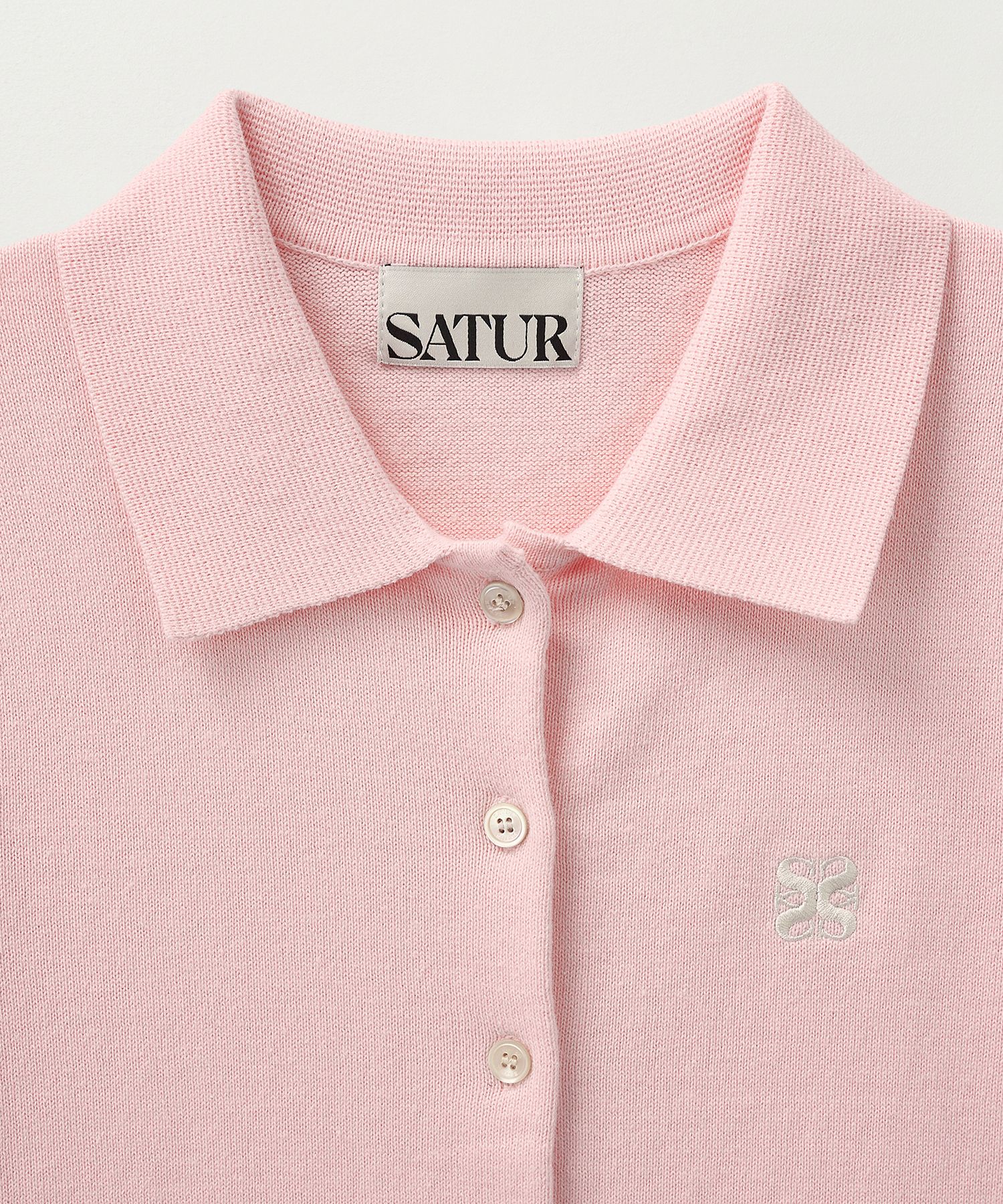 MUSINSA公式 | SATUR (W) Basic Cotton Collar Half Cardigan Pink