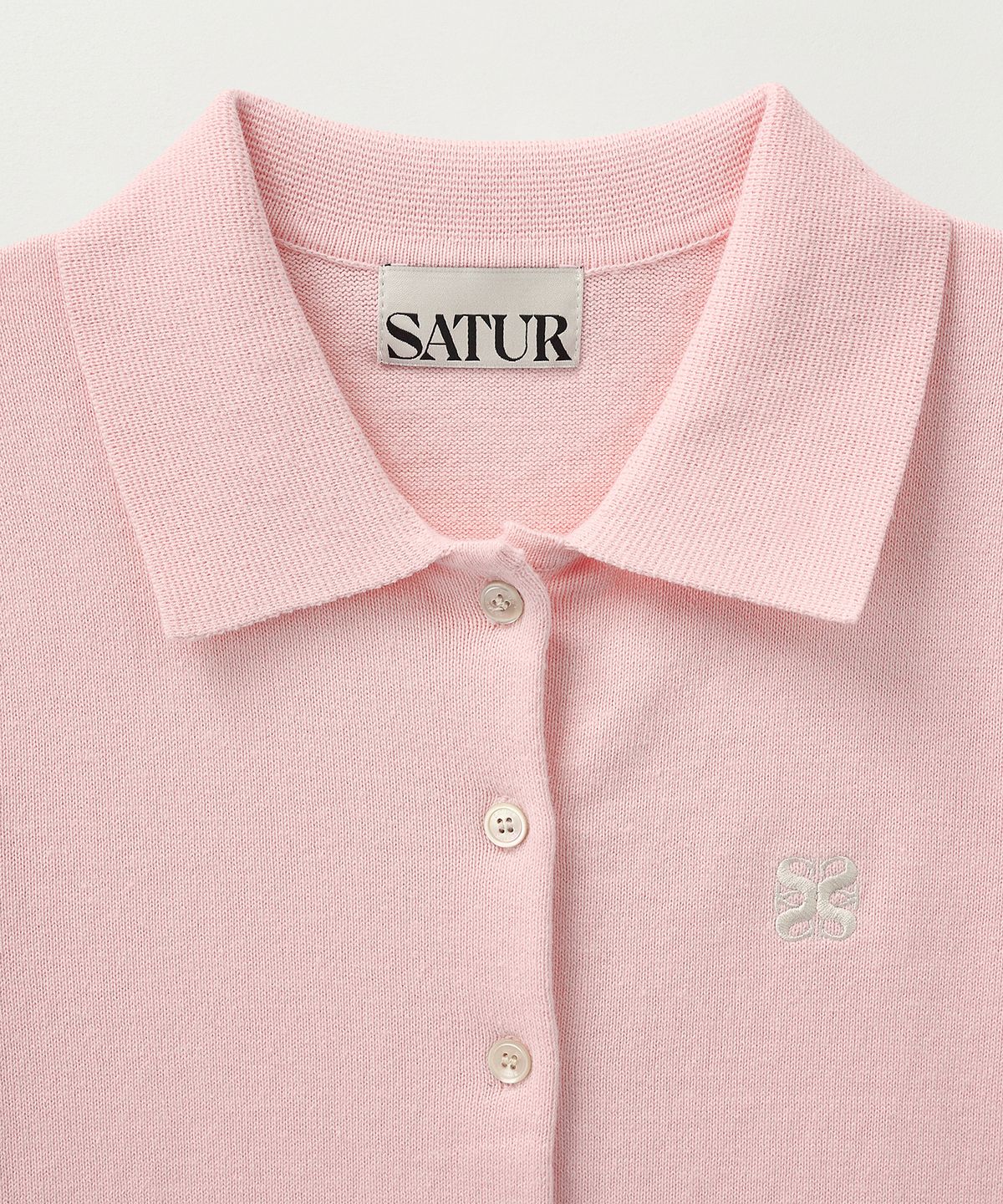 세터(SATUR) (W) 베이직 코튼 칼라 하프 가디건 핑크