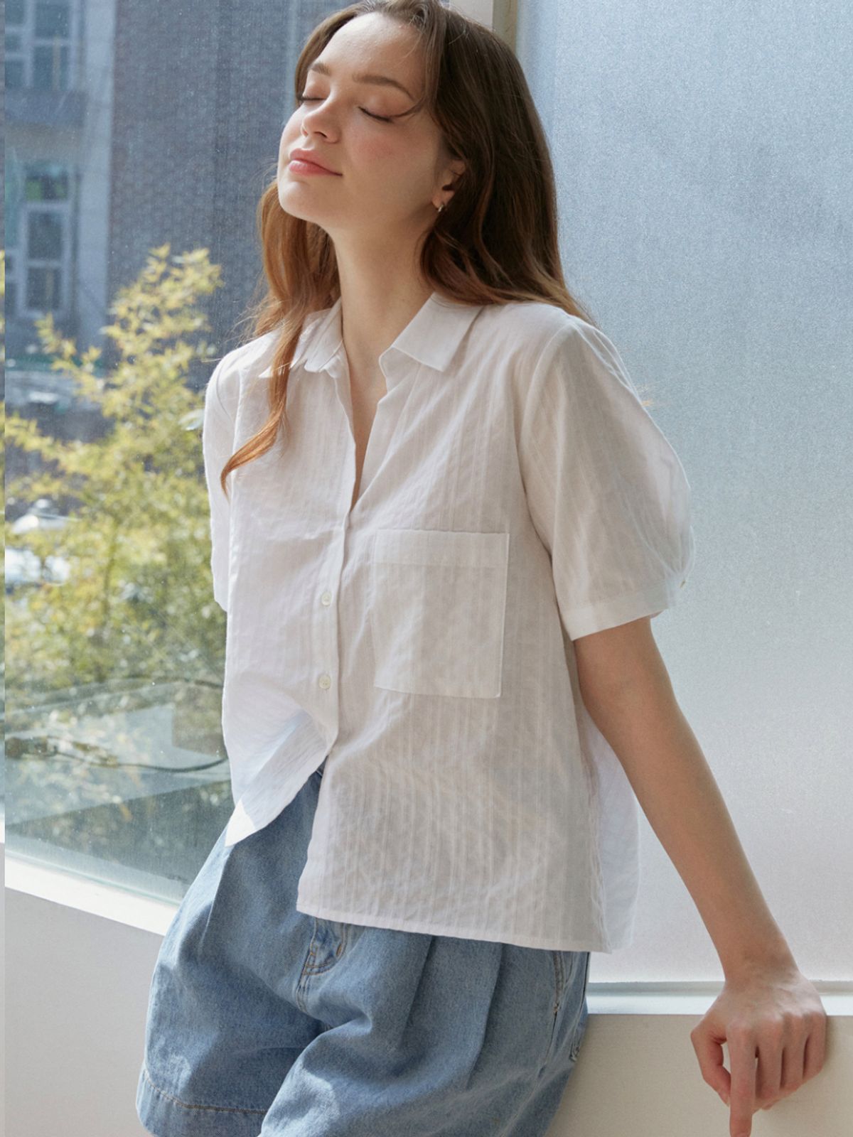 레스아뜰리에(LESATELIER) 모스코 하프슬리브 셔츠 (2컬러)