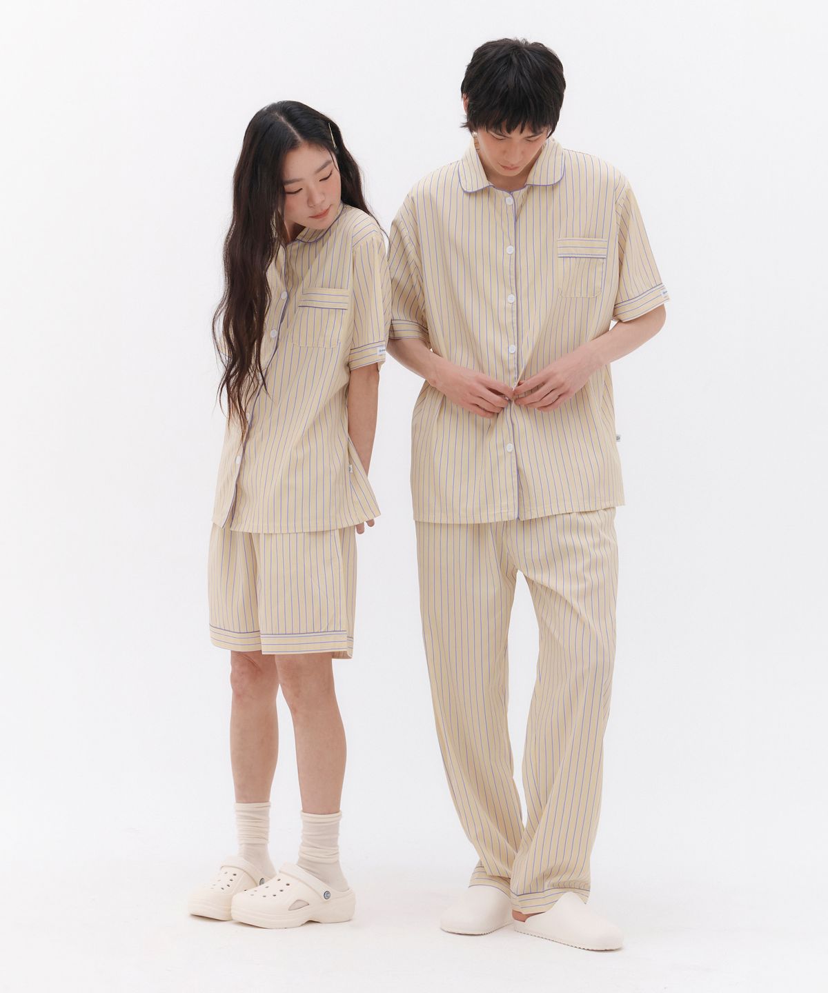 오프아워(OFFHOUR) [2SET] 버터크림 반팔 잠옷 세트