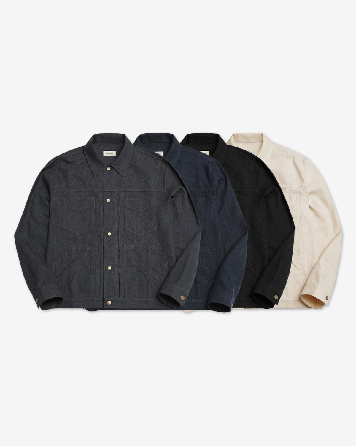 솔티(SORTIE) Type-2 Linen Trucker Jacket (Charcoal)