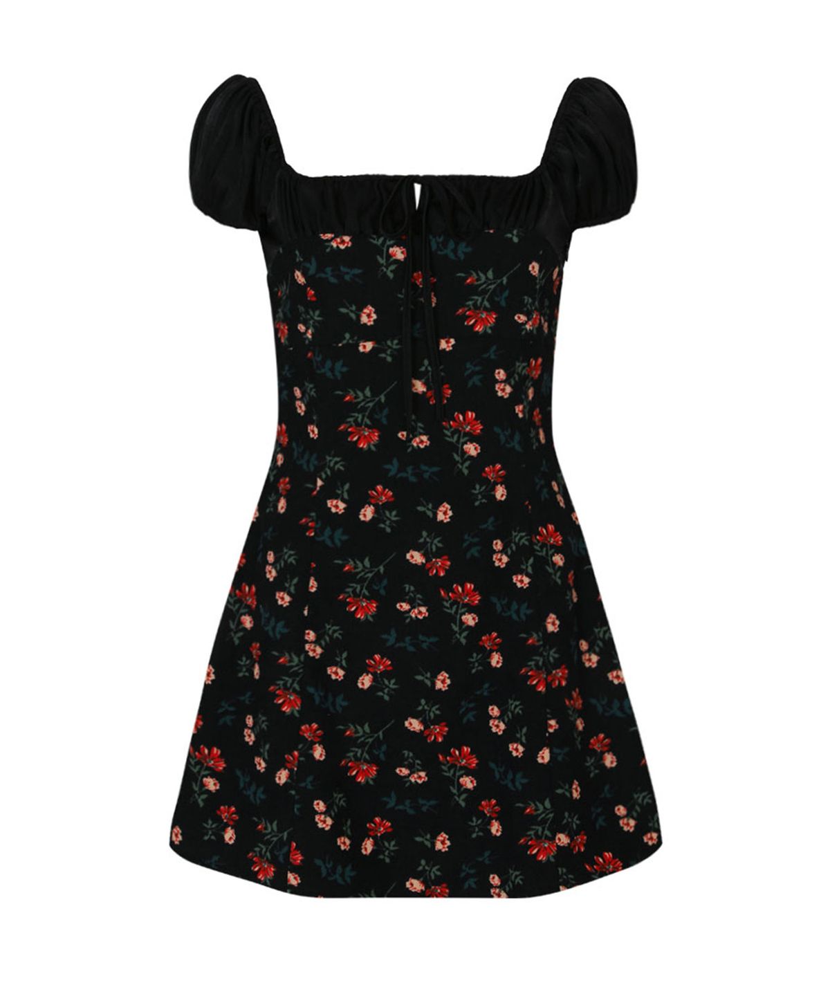 루루서울(LOULOUSEOUL) Bohemian Daisy Mini Dress (Black)