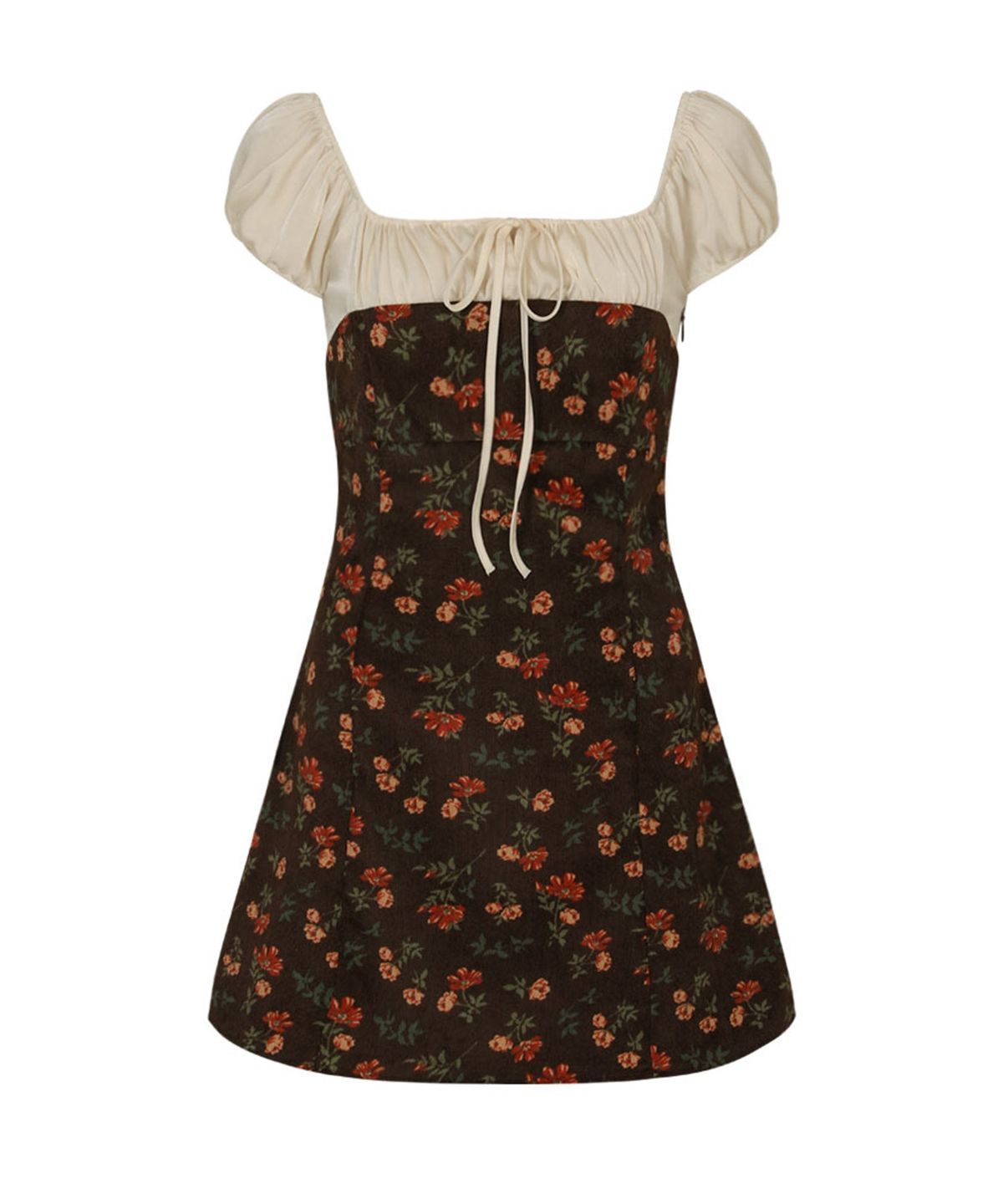 루루서울(LOULOUSEOUL) Bohemian Daisy Mini Dress (Brown)