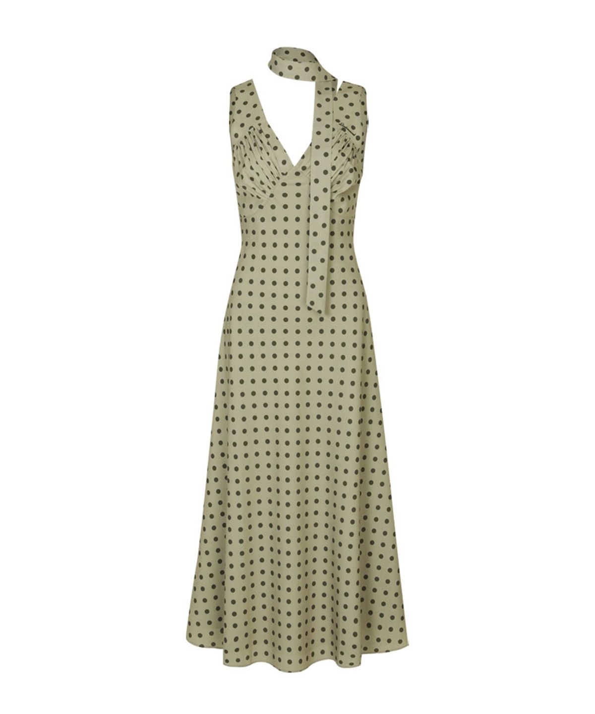 루루서울(LOULOUSEOUL) French Dot Dress (Scarf Set / Olive)