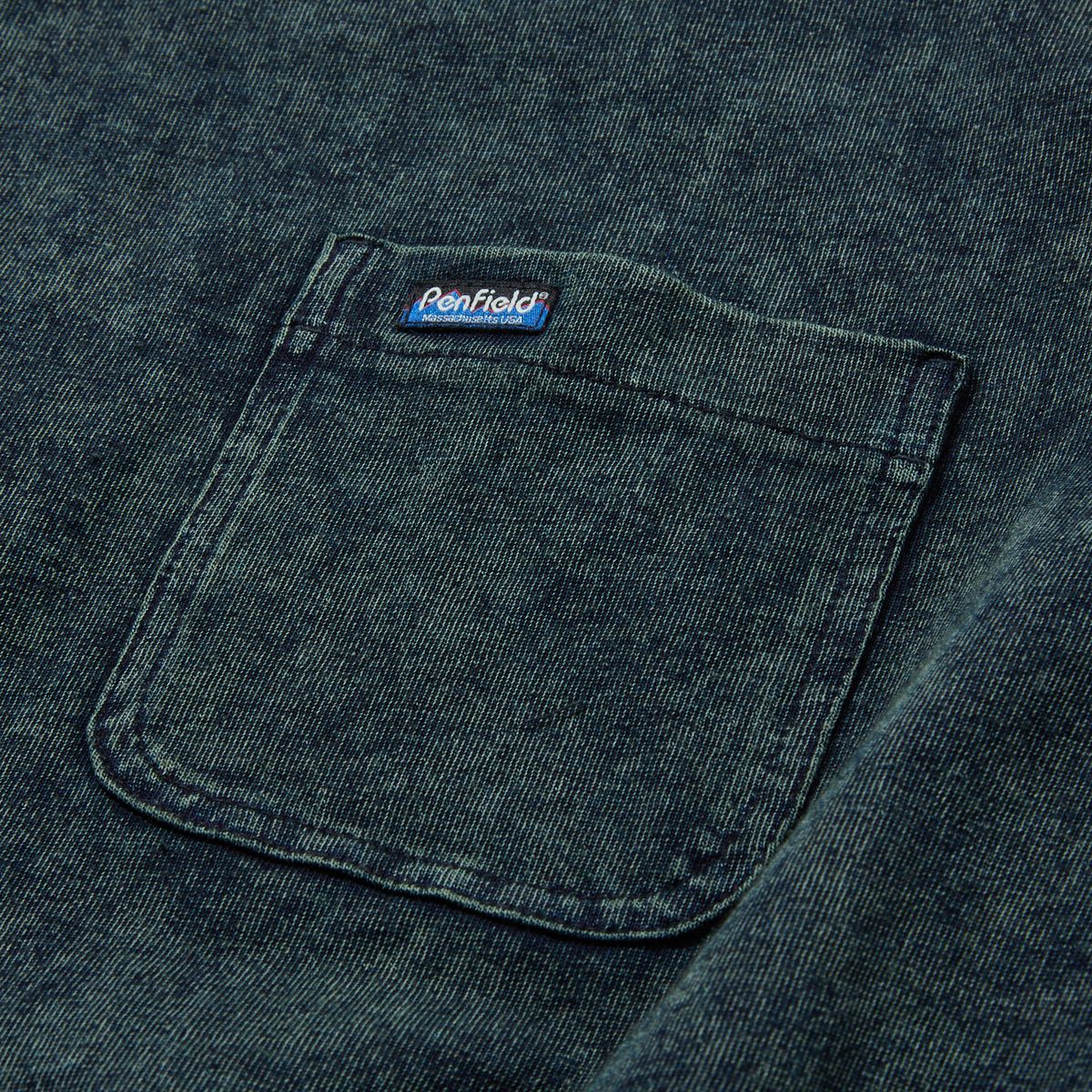 펜필드(PENFIELD) 인디고 틴워싱 포켓 반팔티 카키_FR2KT30U