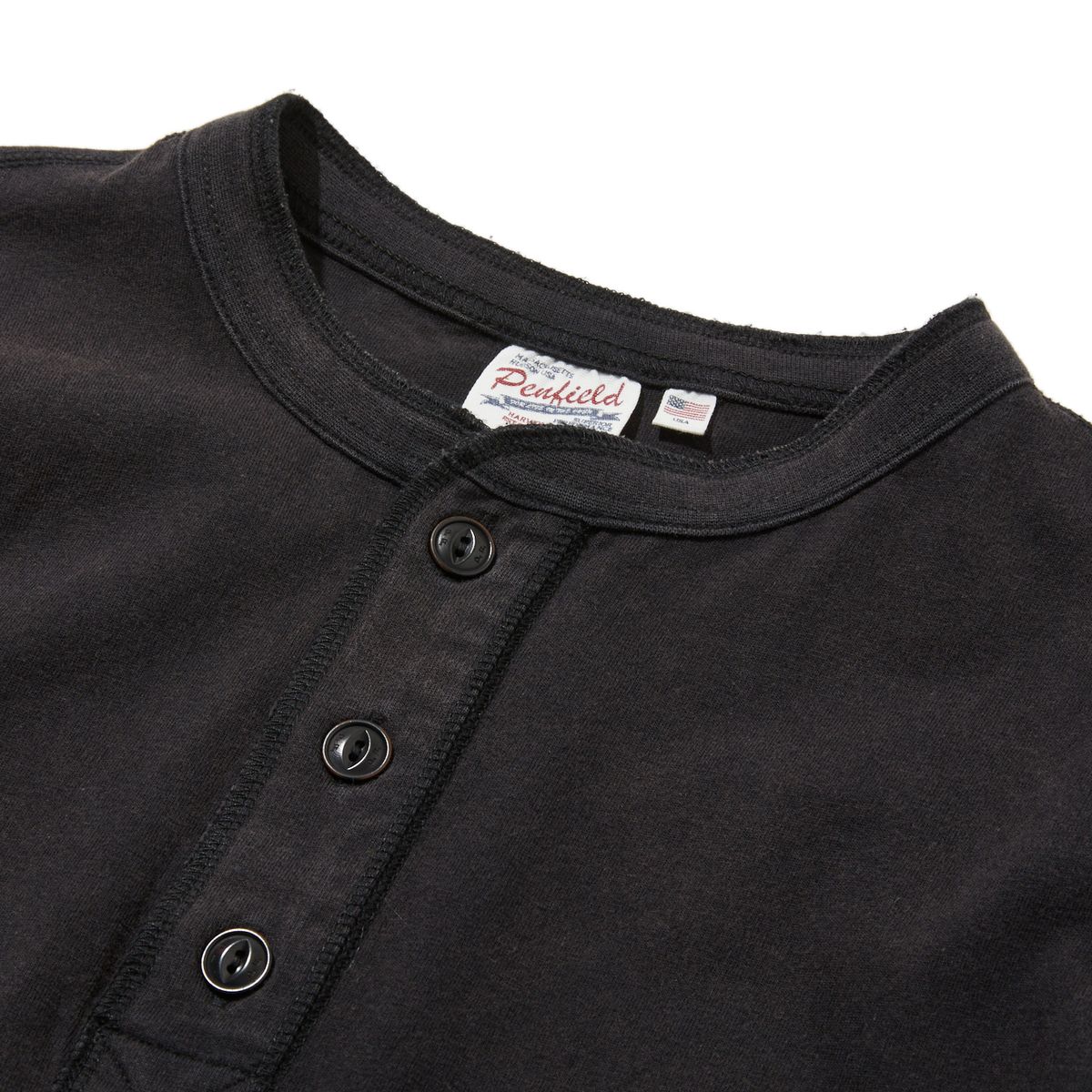 펜필드(PENFIELD) 페이디드 코튼 헨리넥 숏 슬리브 블랙_FR2KT47U