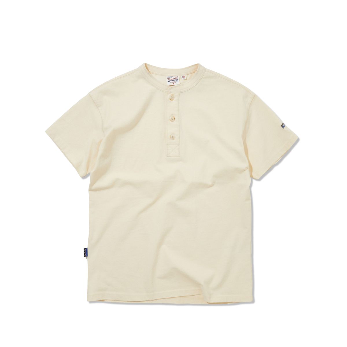 펜필드(PENFIELD) 페이디드 코튼 헨리넥 숏 슬리브 아이보리_FR2KT45U