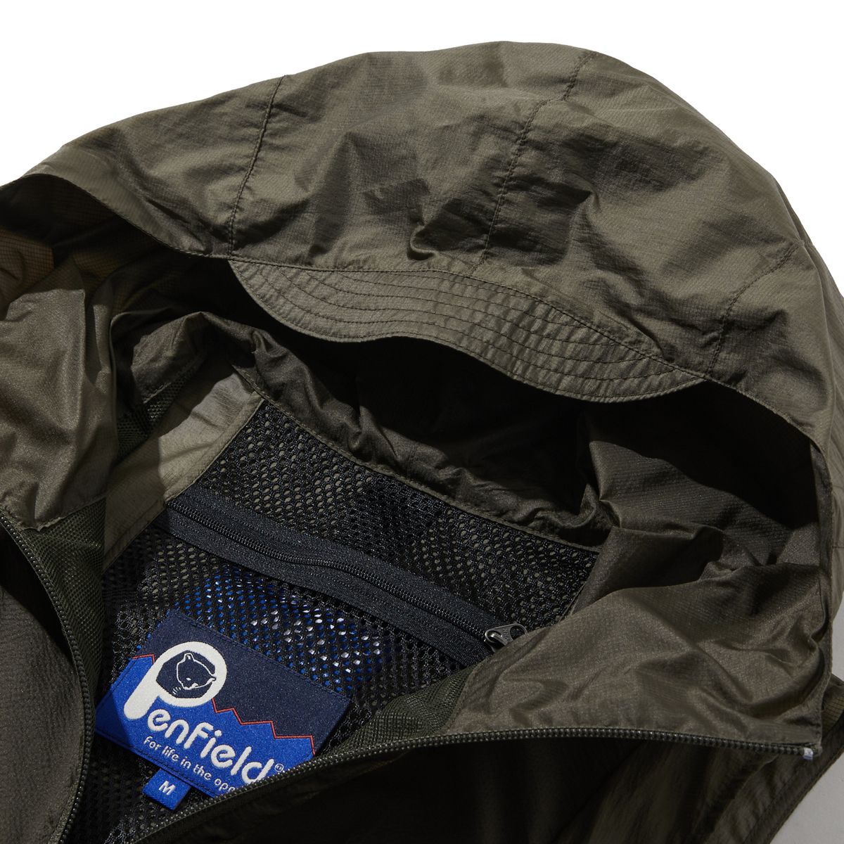 펜필드(PENFIELD) 나일론 컬러 블락 유틸리티 후드 베스트 올리브_FR2WV51F