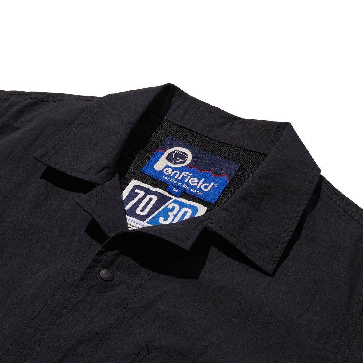 펜필드(PENFIELD) CN 오픈 카라 하프 셔츠 원피스 블랙_FR2WS51F