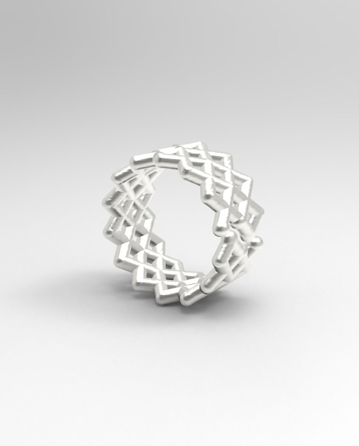 르네오브제(RENEOBJET) RAY  DOUBLE RHOMBUS OPEN RING [STERLING SILVER] 패턴 오픈 링 925 실버 반지