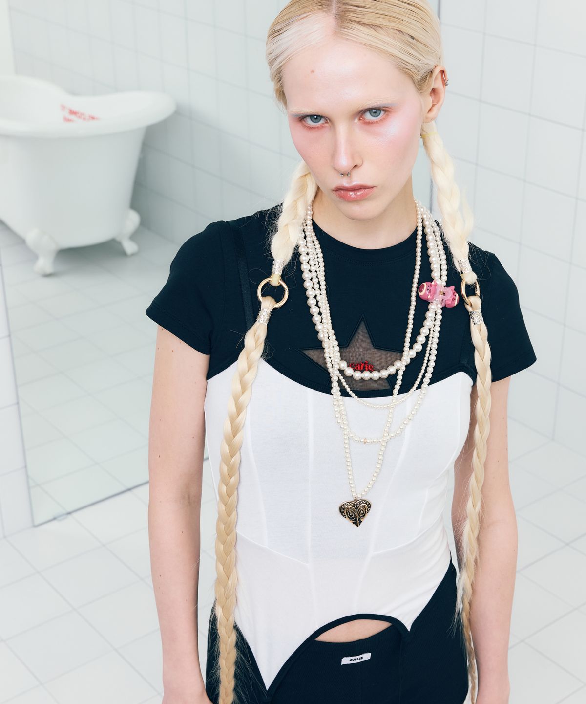 에즈이프 캘리(ASIF CALIE) STAR MESH T-SHIRT BLACK