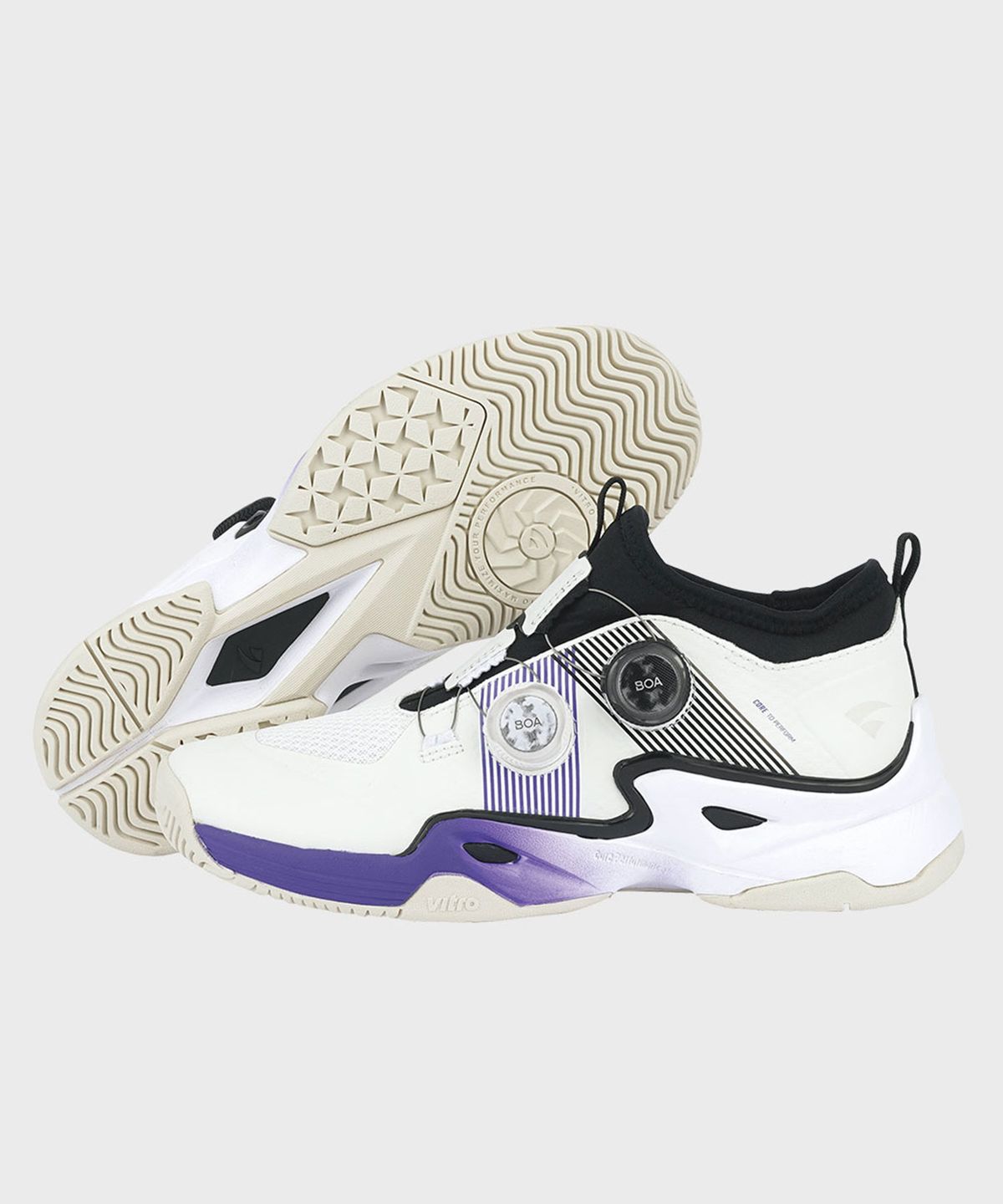 비트로(VITRO) 남녀공용 테니스화 클립톤2 (OFF WHITE&PURPLE) 듀얼 보아 핏 시스템