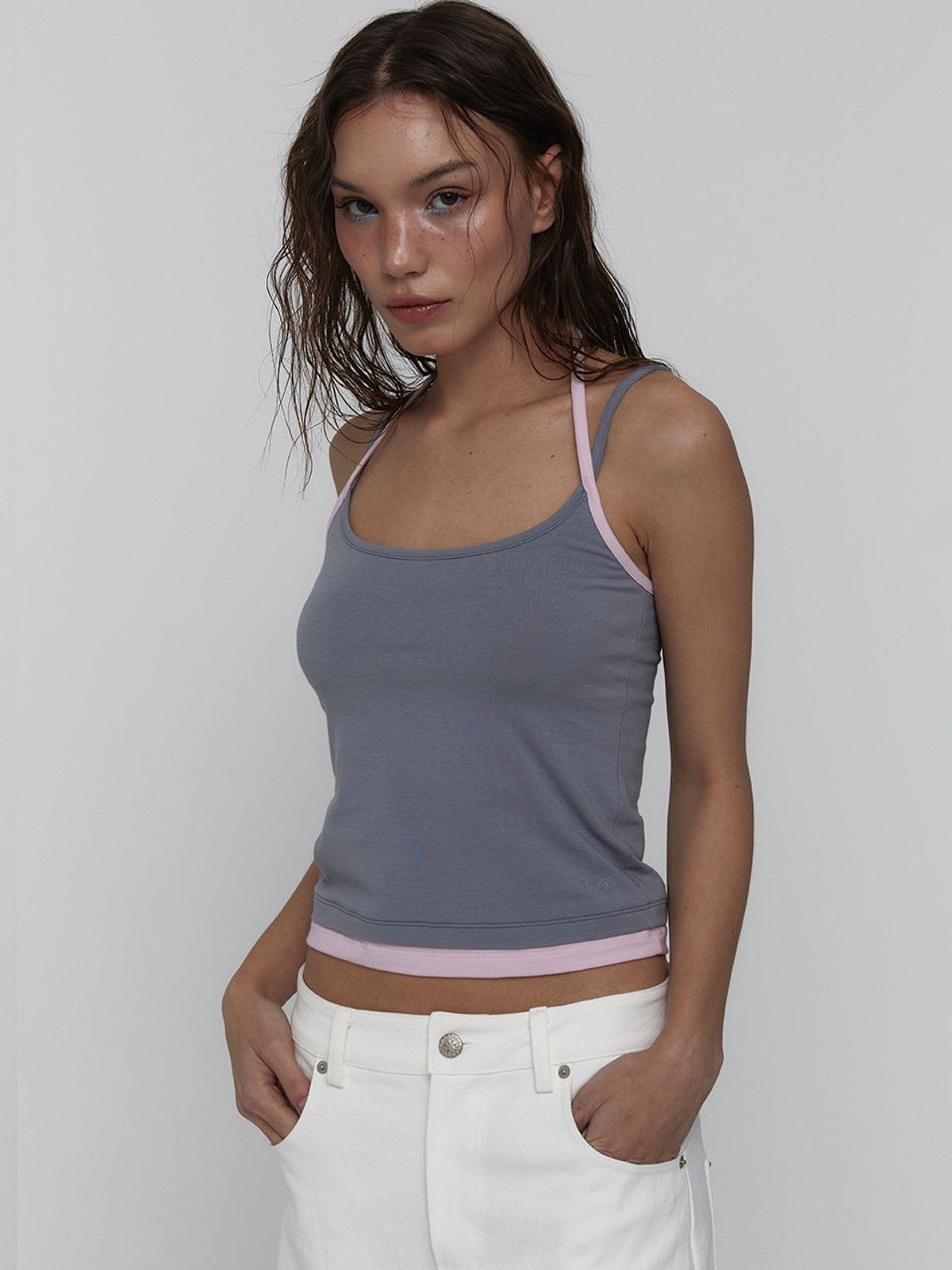비수스(VISUS) Layered Halter Top_Grey