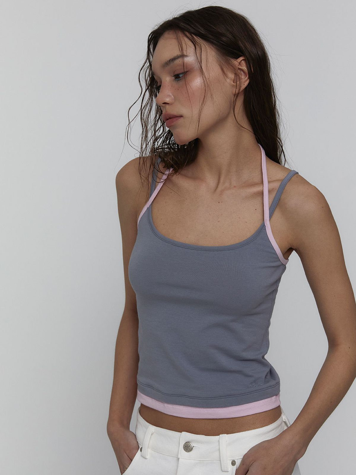 비수스(VISUS) Layered Halter Top_Grey