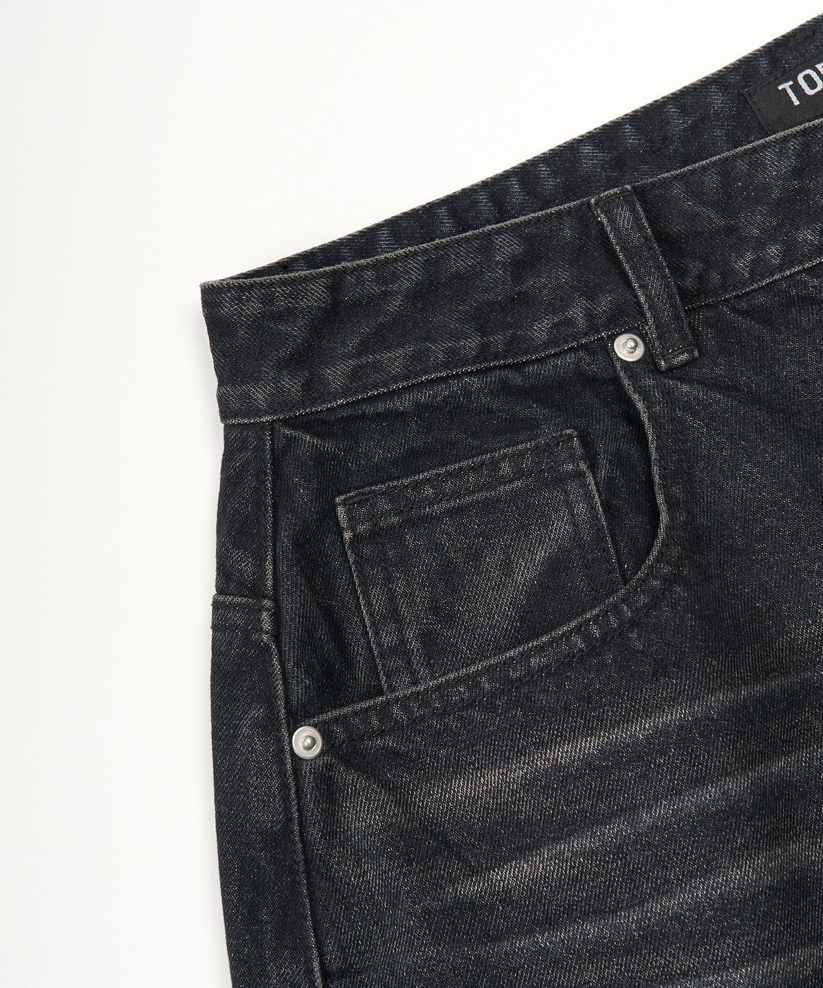 토피(TOFFEE) 워시드 버뮤다 데님 팬츠 (DEEP BLUE BLACK)