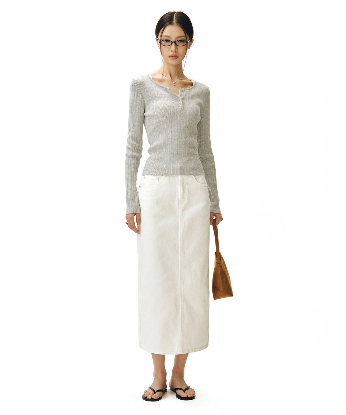 데케트 우먼(DECET WOMEN) Signature Long Skirt DCSK003Ivory