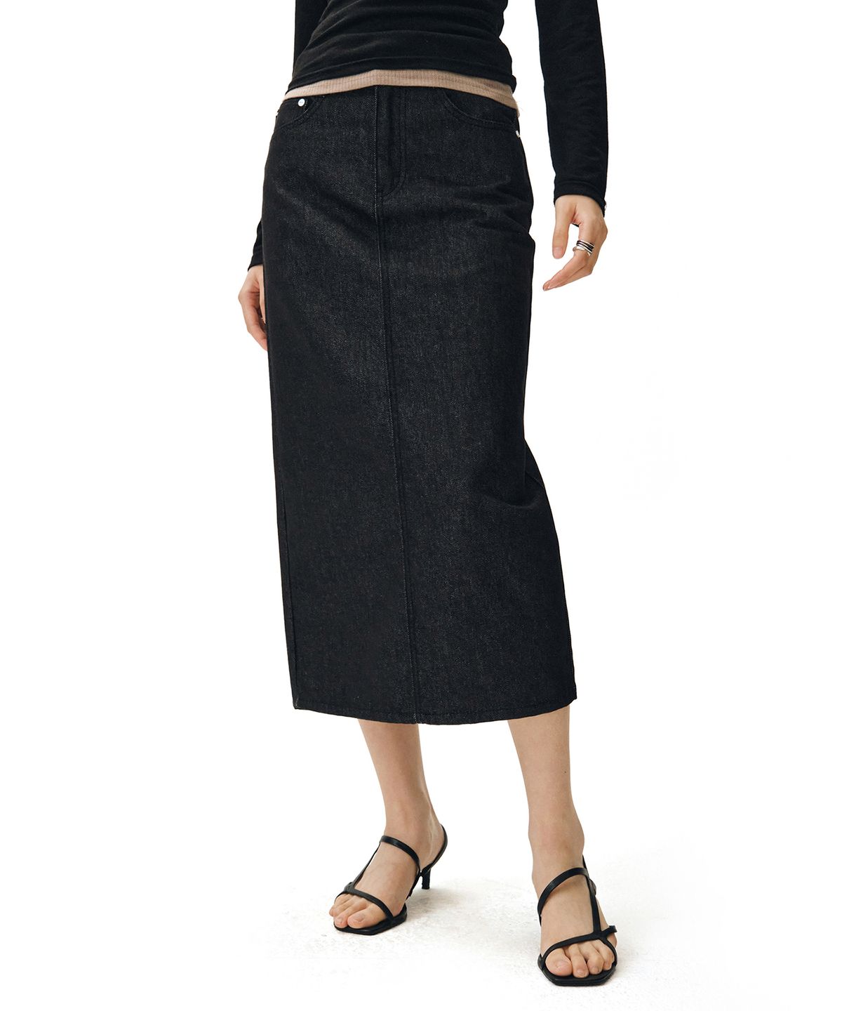 데케트 우먼(DECET WOMEN) Signature Long Skirt DCSK003CPBlack