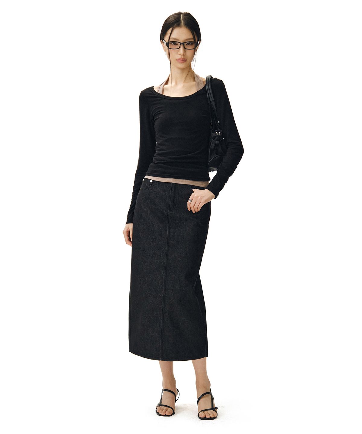 데케트 우먼(DECET WOMEN) Signature Long Skirt DCSK003CPBlack