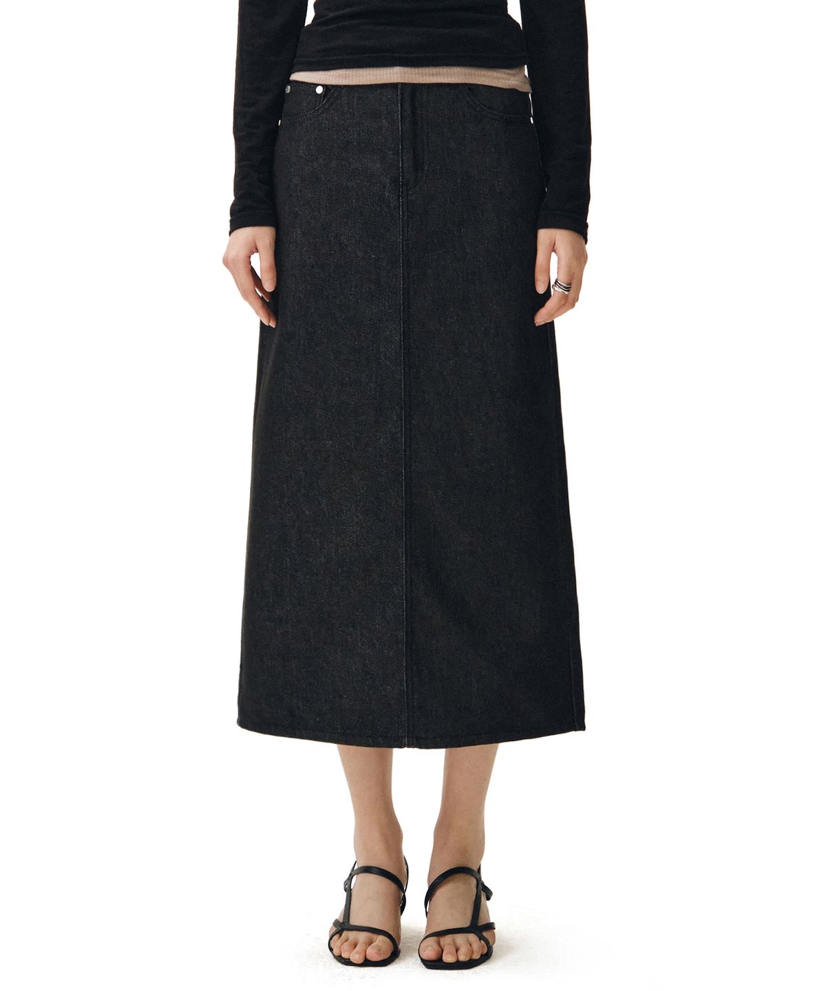 데케트 우먼(DECET WOMEN) Signature Long Skirt DCSK003CPBlack