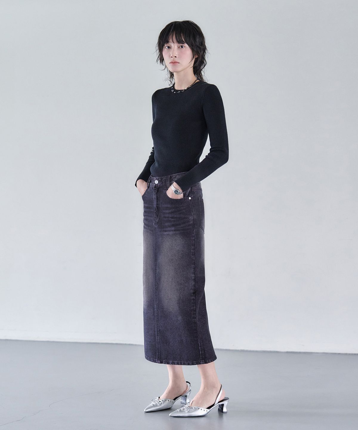 데케트 우먼(DECET WOMEN) Signature Long Skirt DCSK003BlackPink