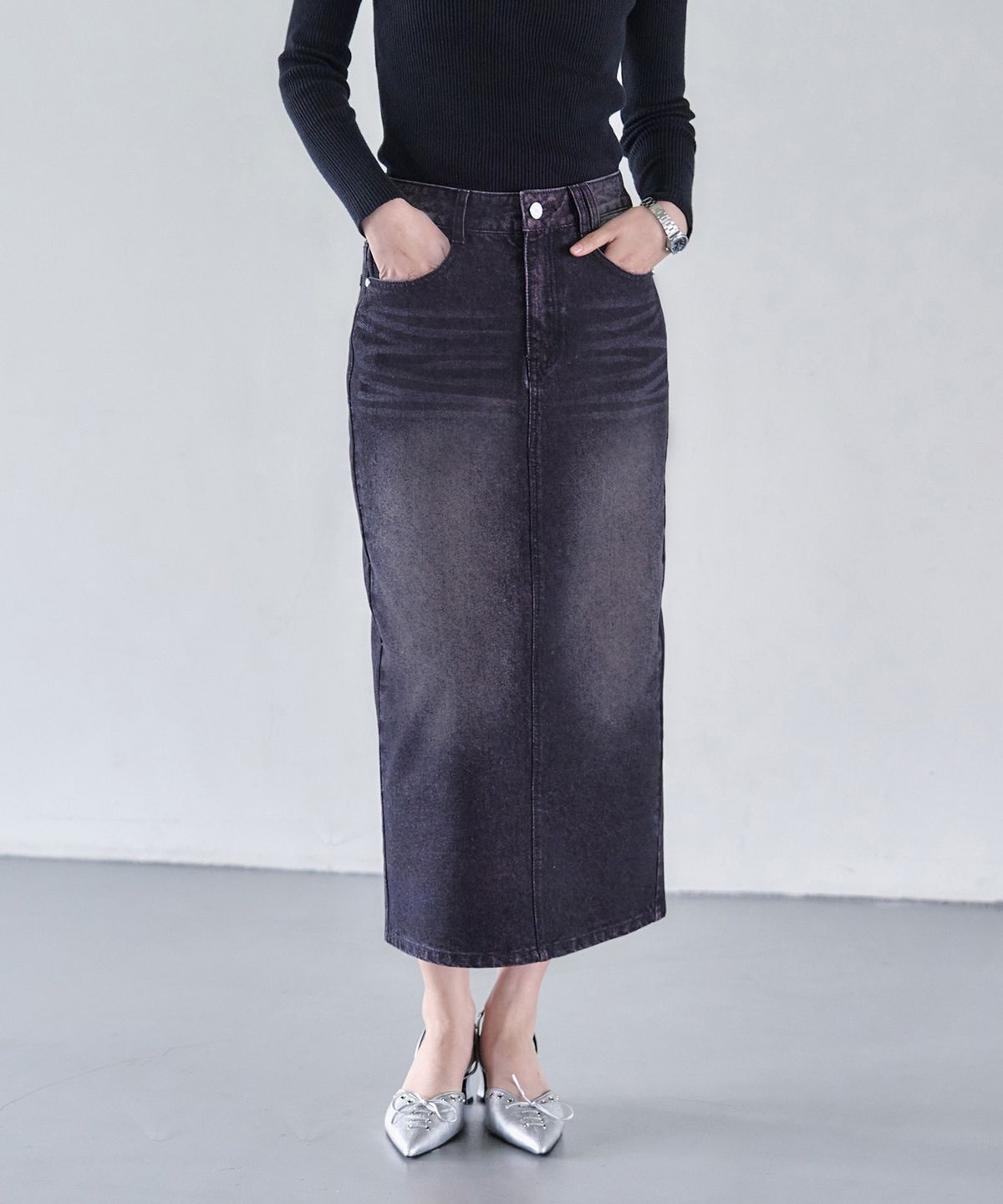 데케트 우먼(DECET WOMEN) Signature Long Skirt DCSK003BlackPink