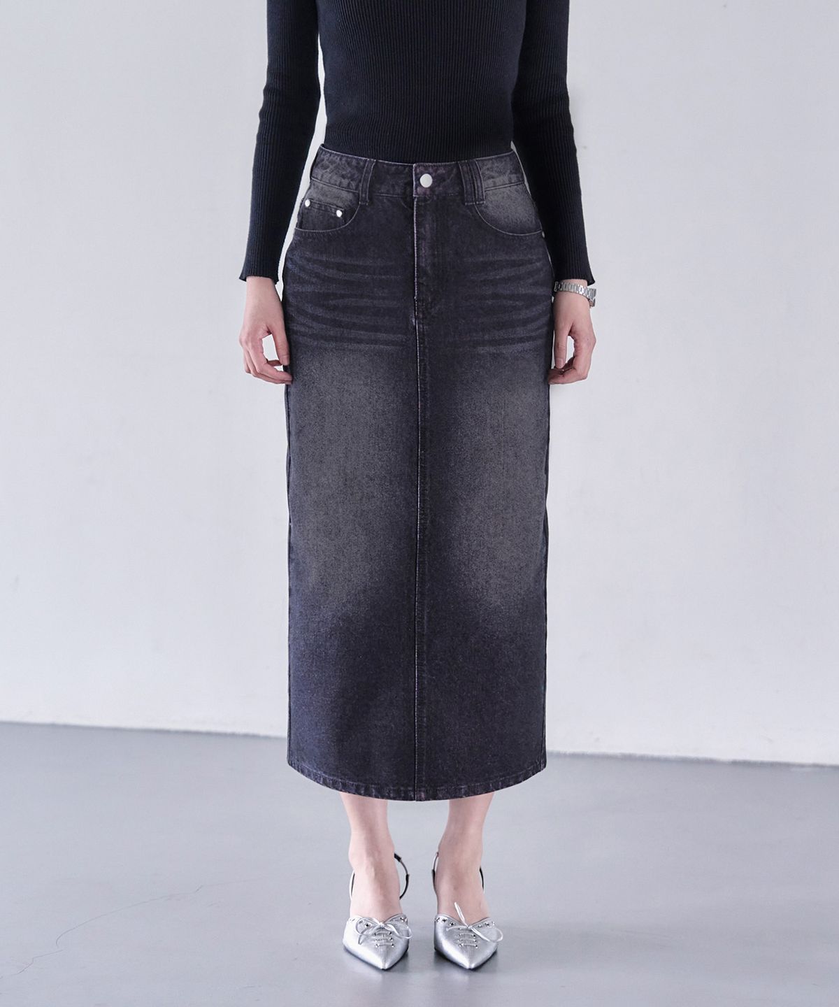데케트 우먼(DECET WOMEN) Signature Long Skirt DCSK003BlackPink