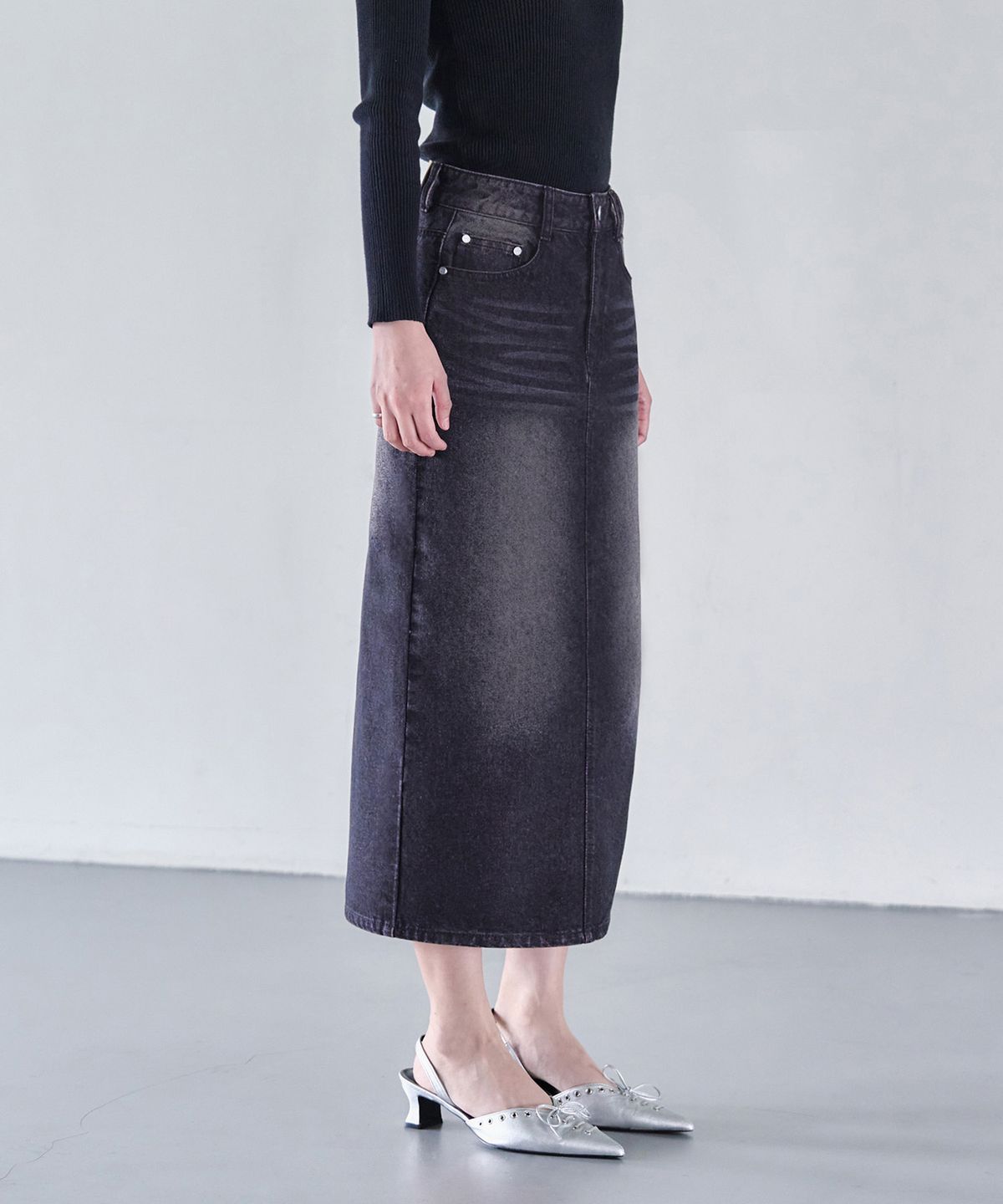 데케트 우먼(DECET WOMEN) Signature Long Skirt DCSK003BlackPink