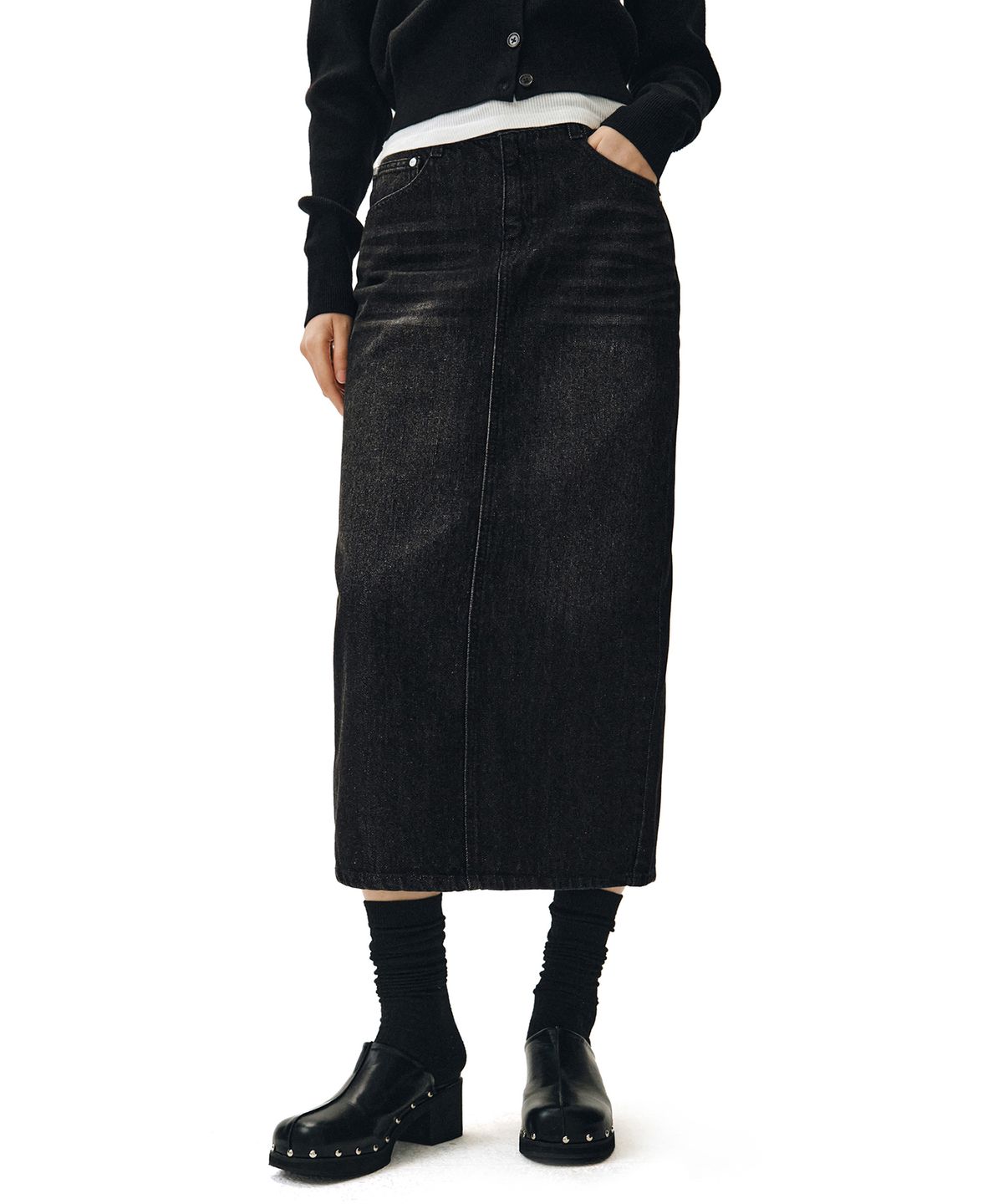 데케트 우먼(DECET WOMEN) Signature Long Skirt DCSK003BlackB