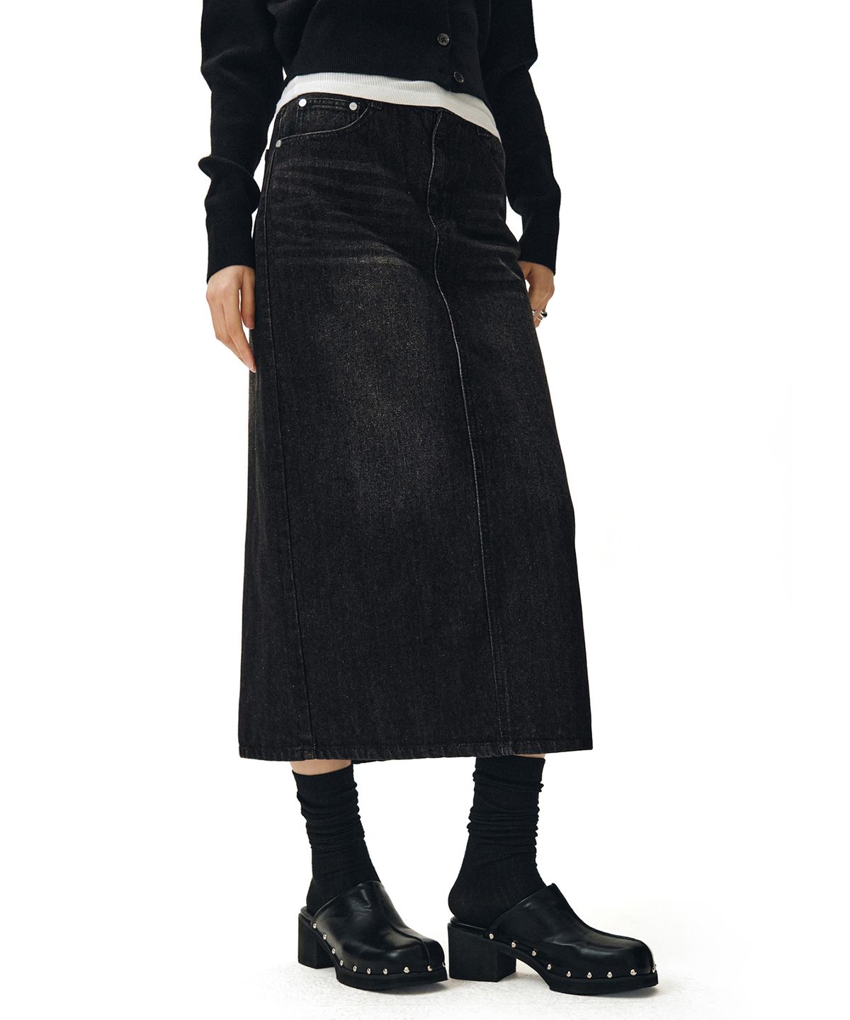 데케트 우먼(DECET WOMEN) Signature Long Skirt DCSK003BlackB