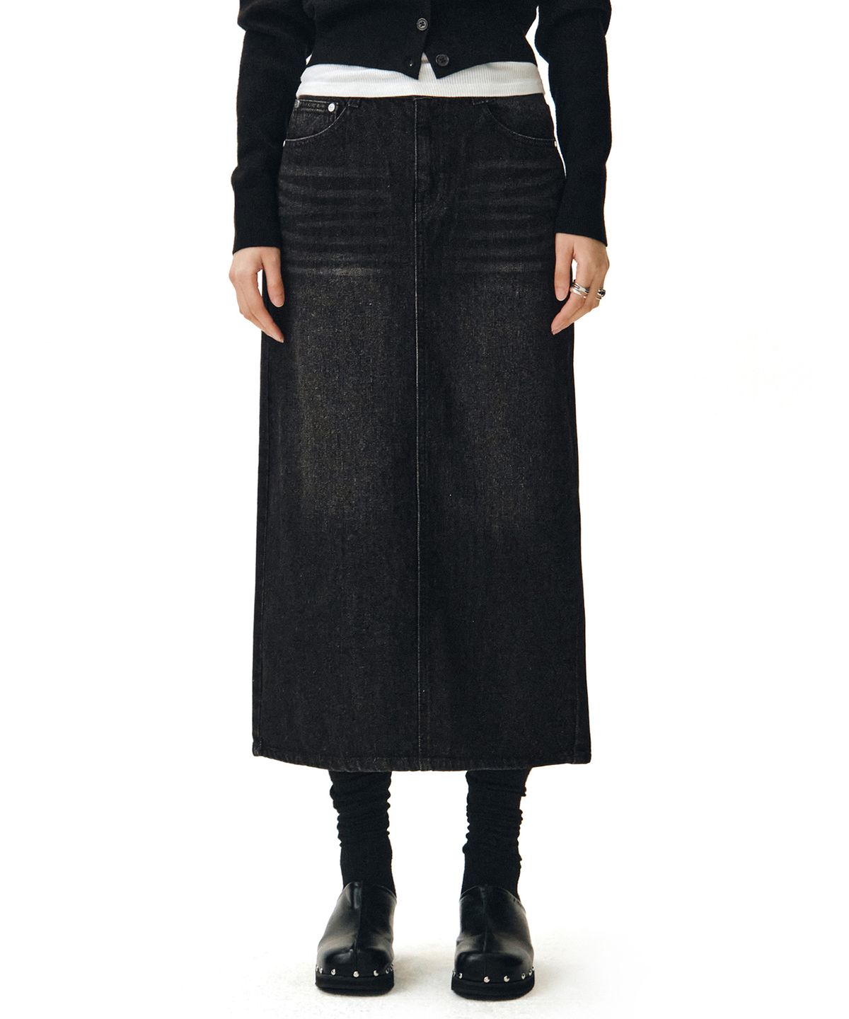 데케트 우먼(DECET WOMEN) Signature Long Skirt DCSK003BlackB