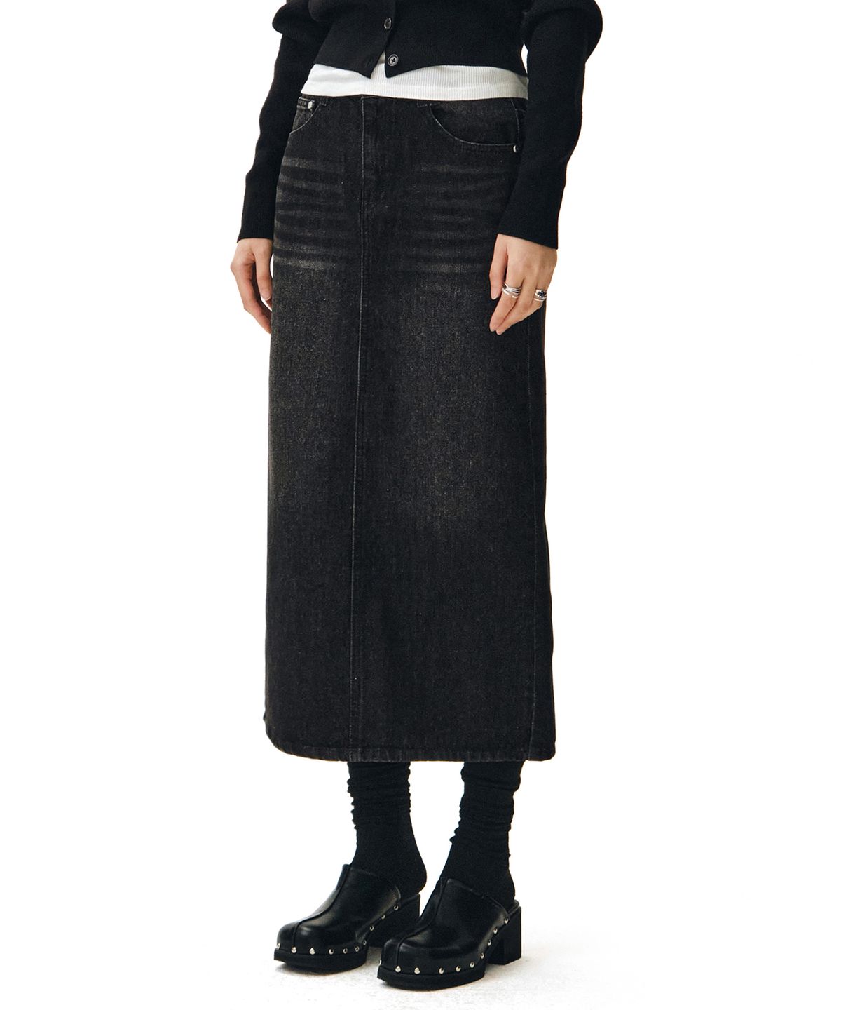 데케트 우먼(DECET WOMEN) Signature Long Skirt DCSK003BlackB