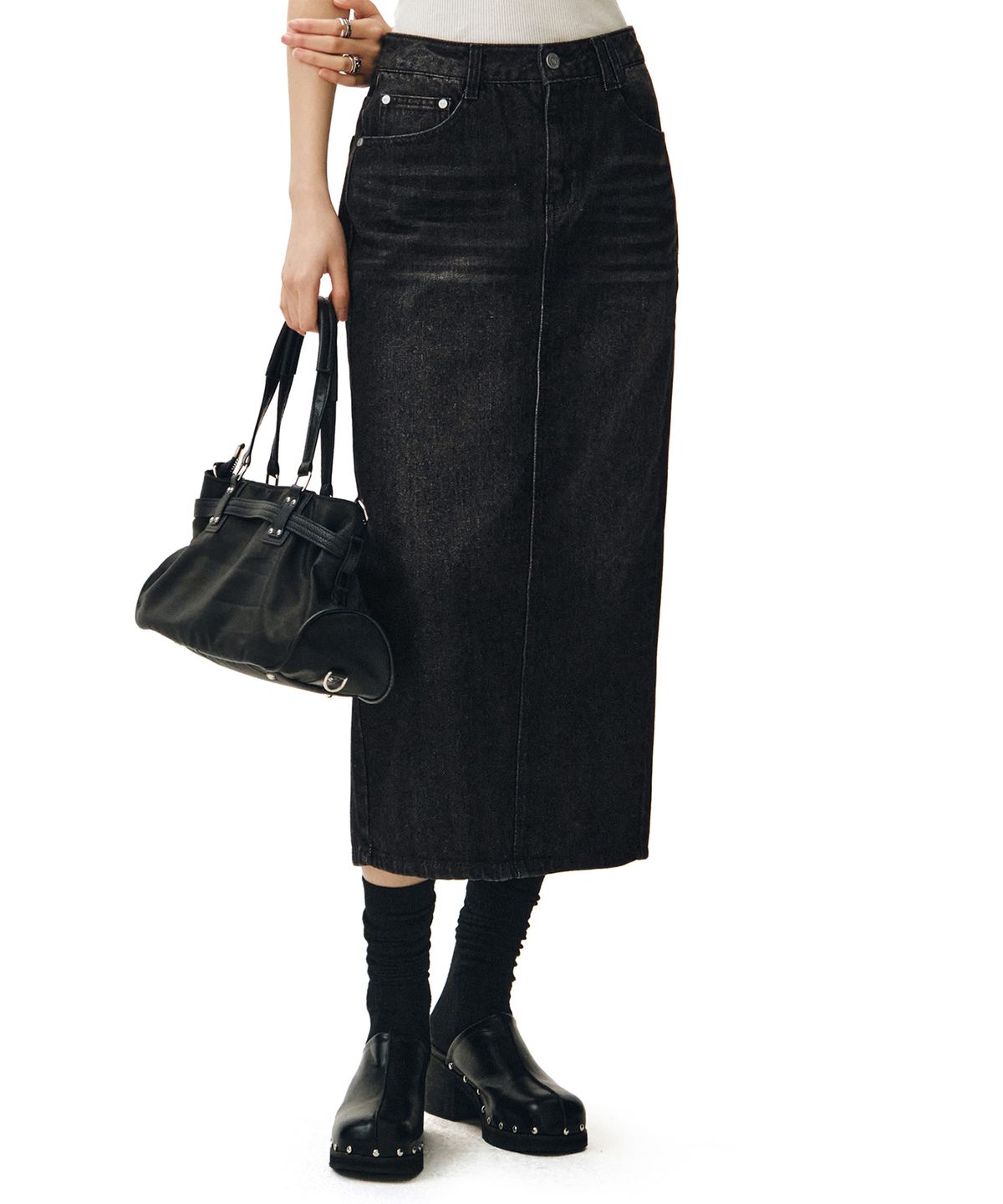 데케트 우먼(DECET WOMEN) Signature Long Skirt DCSK003BlackB