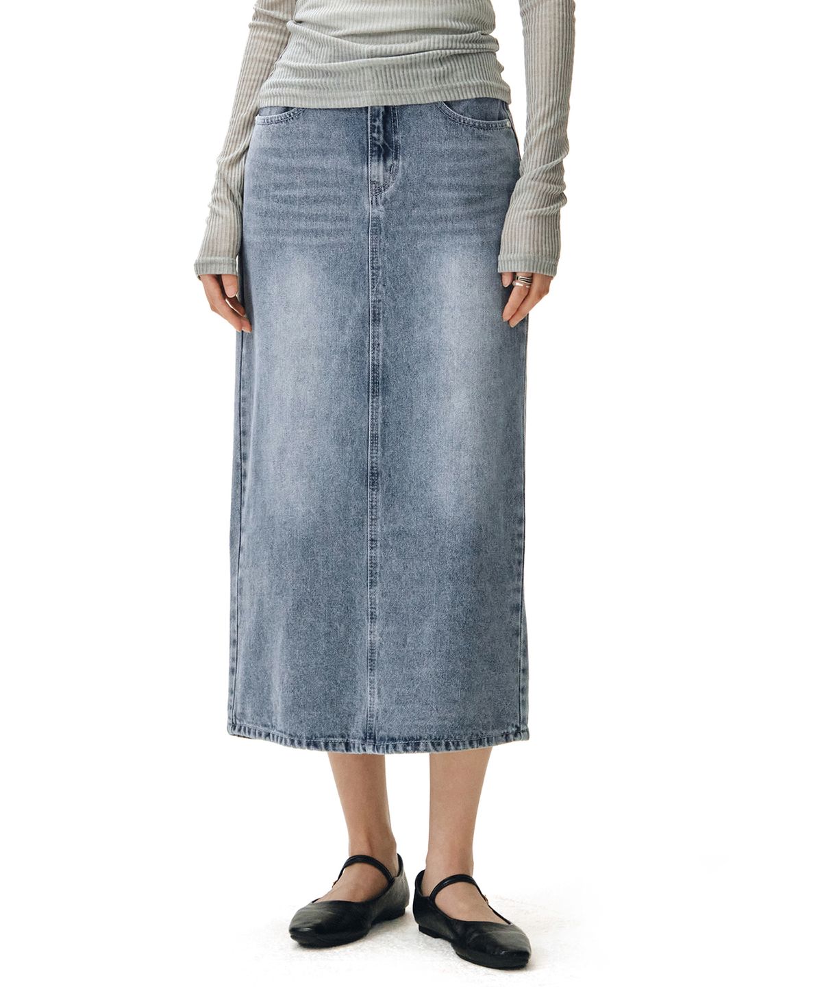 데케트 우먼(DECET WOMEN) Signature Long Skirt DCSK003LBlueB