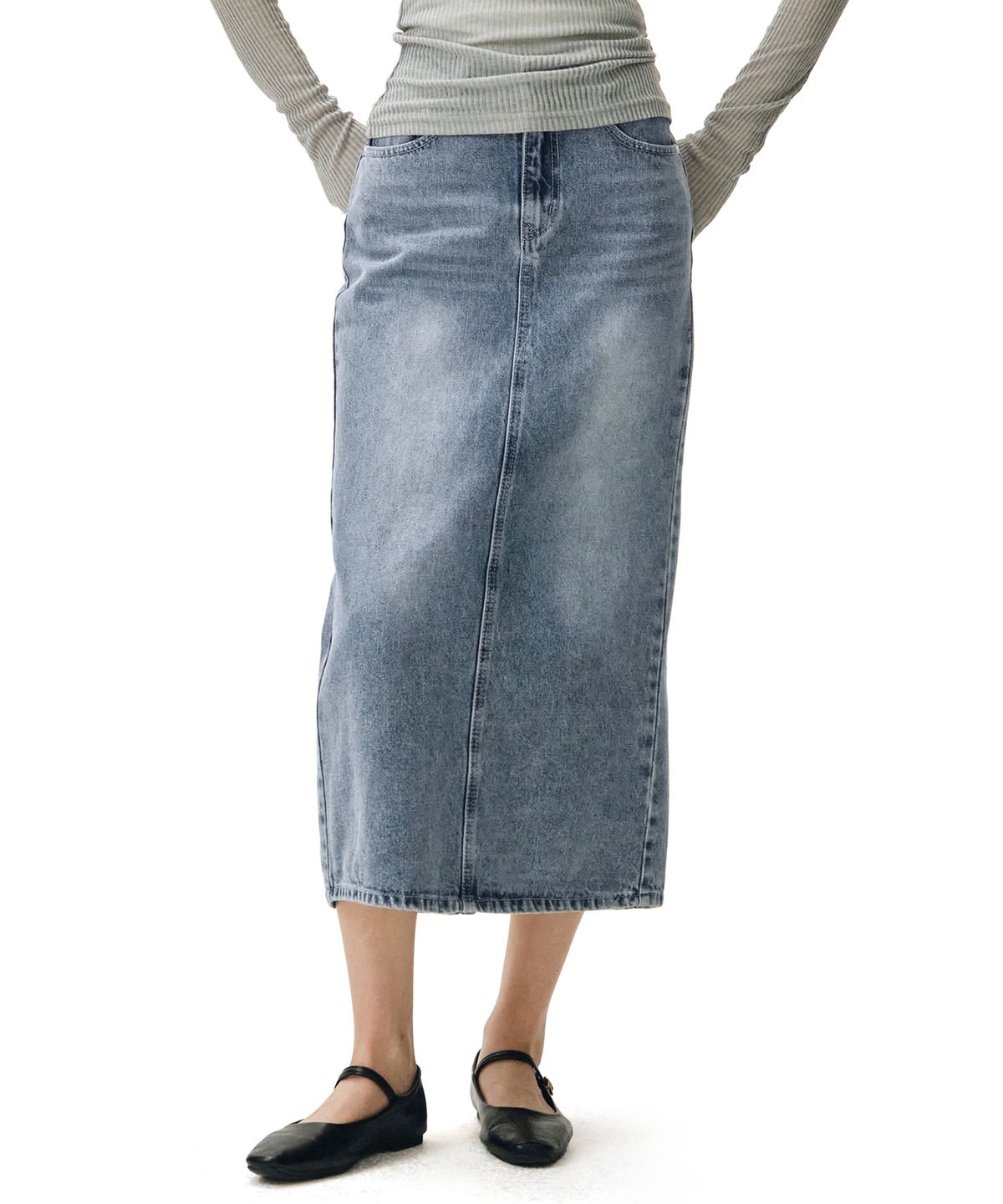 데케트 우먼(DECET WOMEN) Signature Long Skirt DCSK003LBlueB