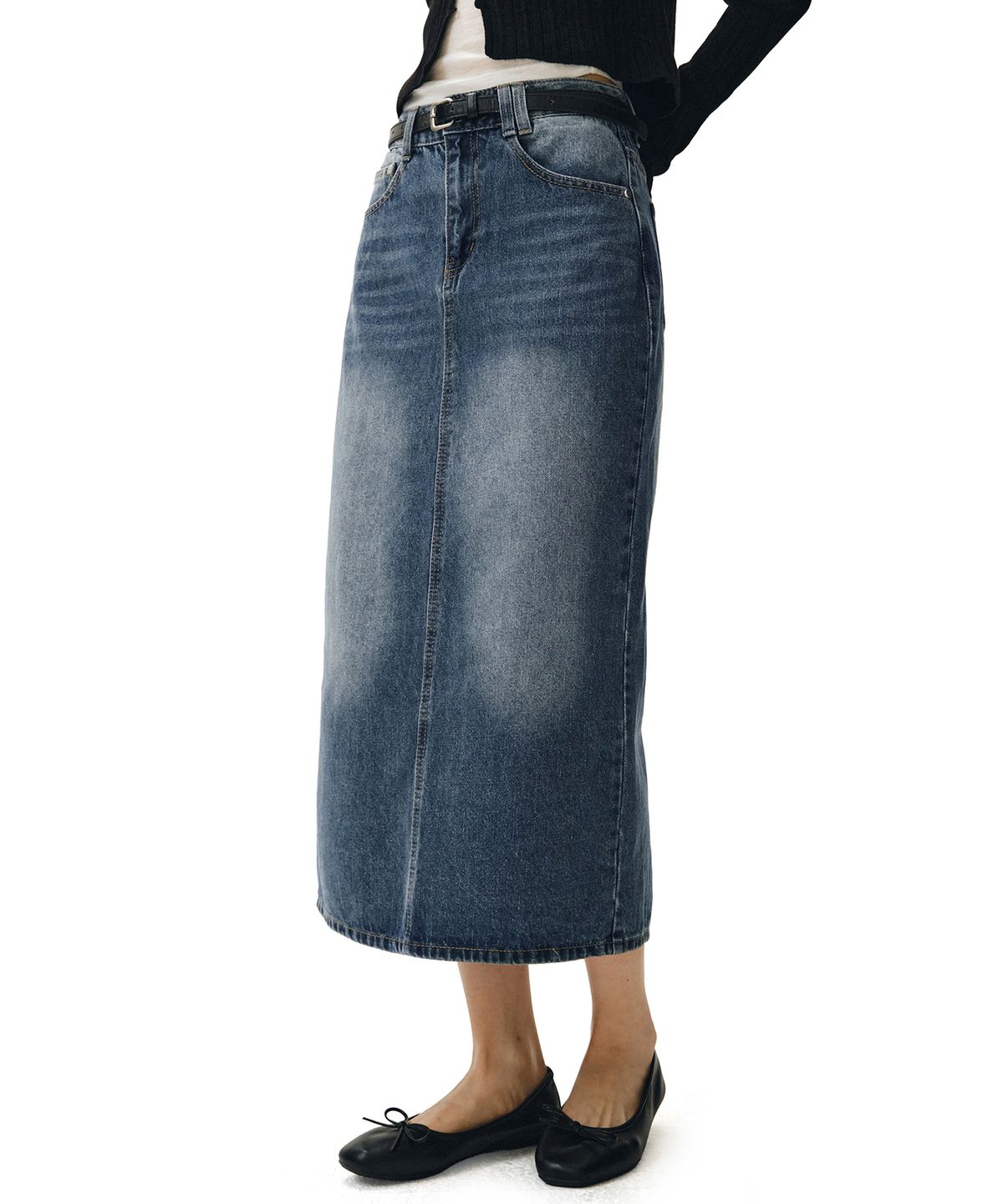 데케트 우먼(DECET WOMEN) Signature Long Skirt DCSK003BlueB