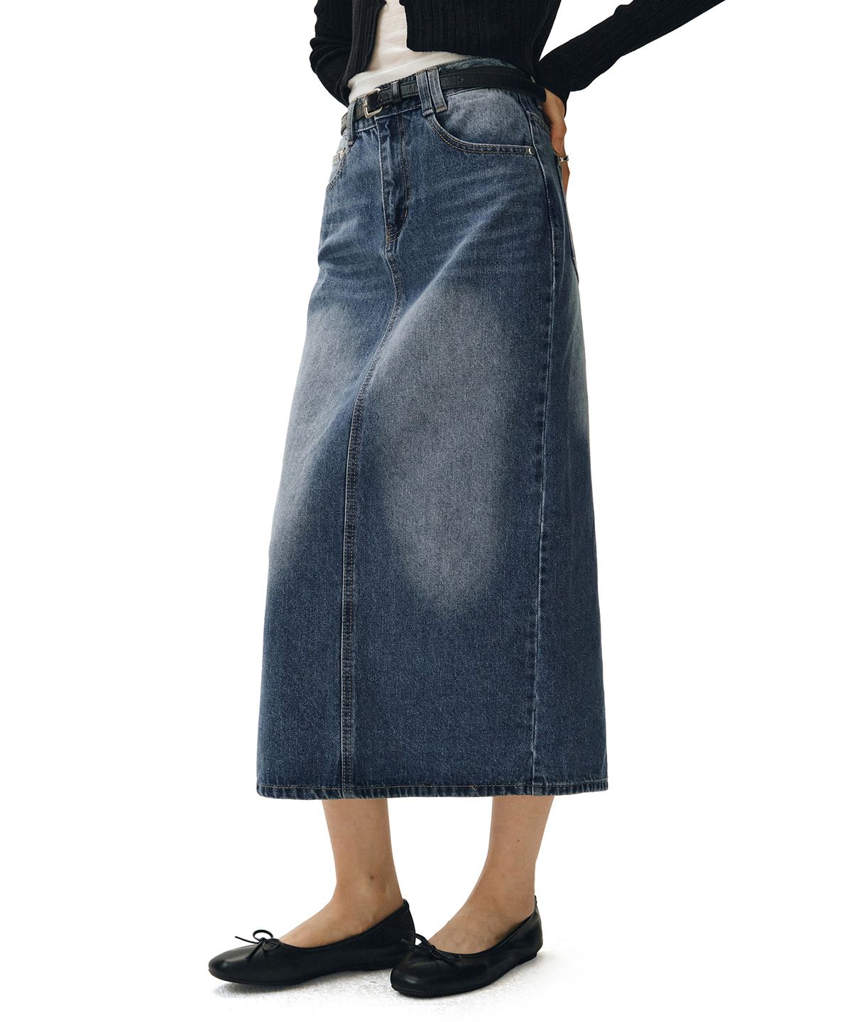 데케트 우먼(DECET WOMEN) Signature Long Skirt DCSK003BlueB