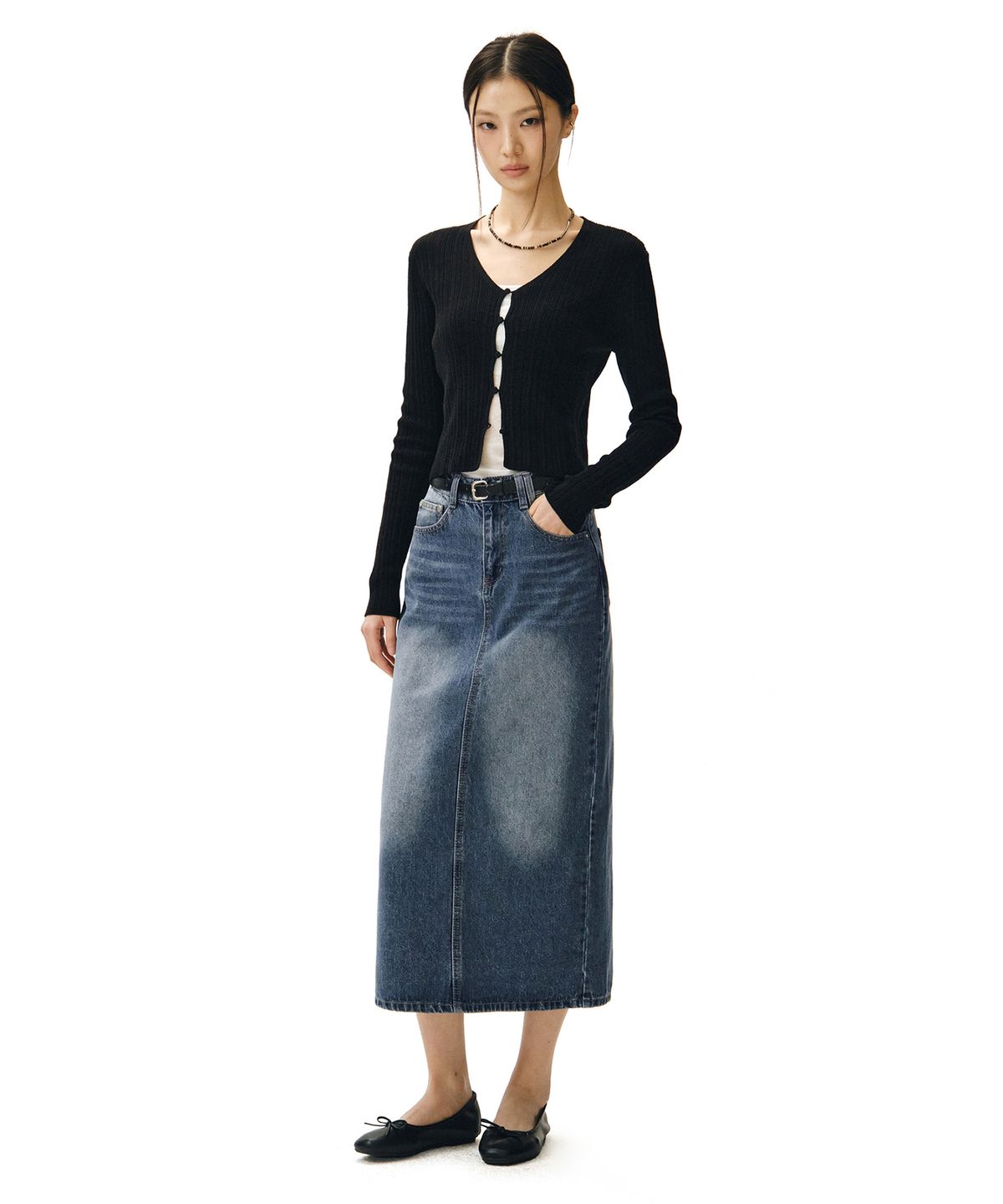데케트 우먼(DECET WOMEN) Signature Long Skirt DCSK003BlueB
