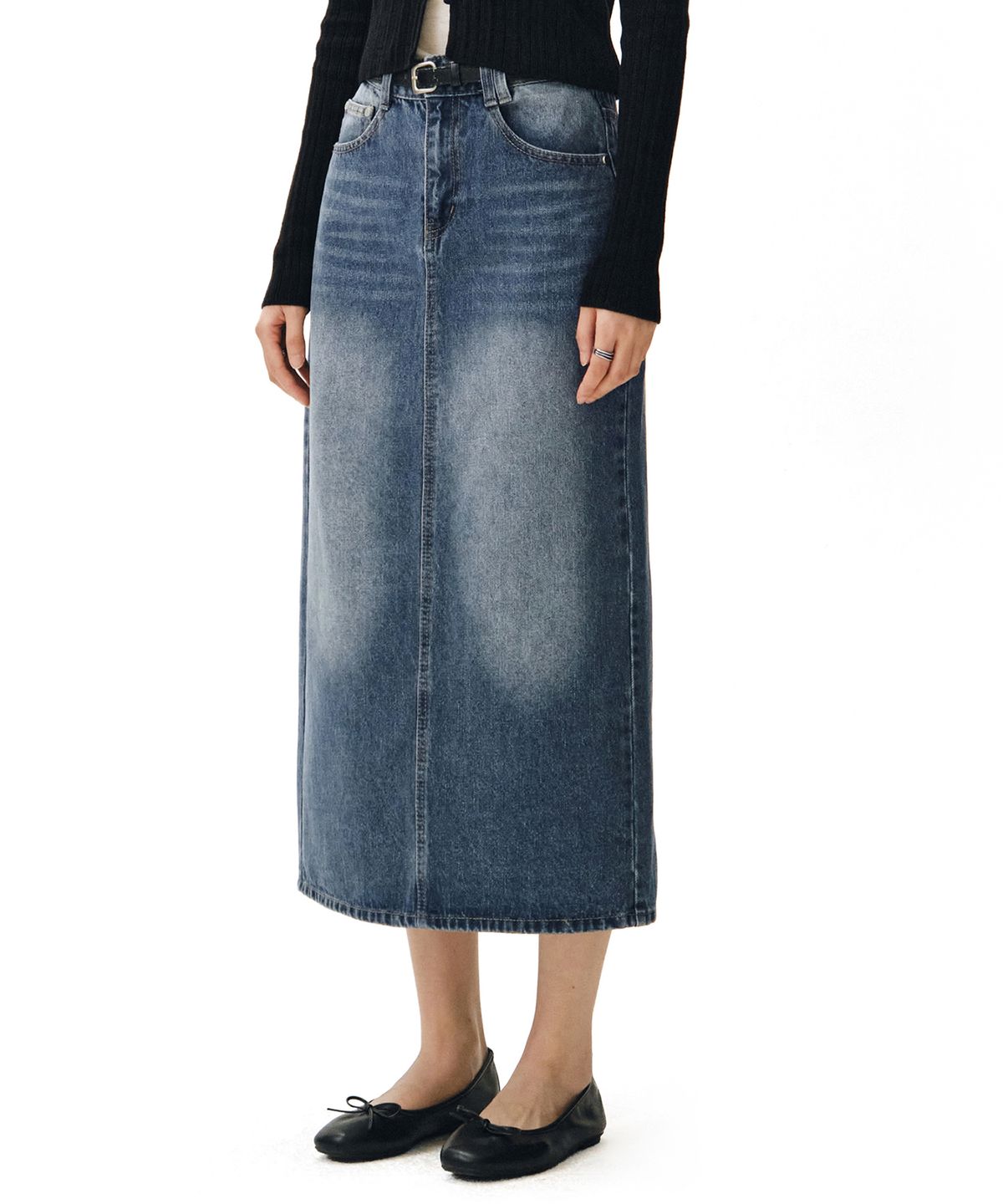 데케트 우먼(DECET WOMEN) Signature Long Skirt DCSK003BlueB