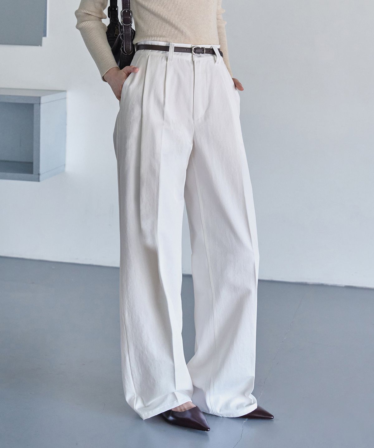 데케트 우먼(DECET WOMEN) 2Pleats Wide Pants DCWPT012Ivory