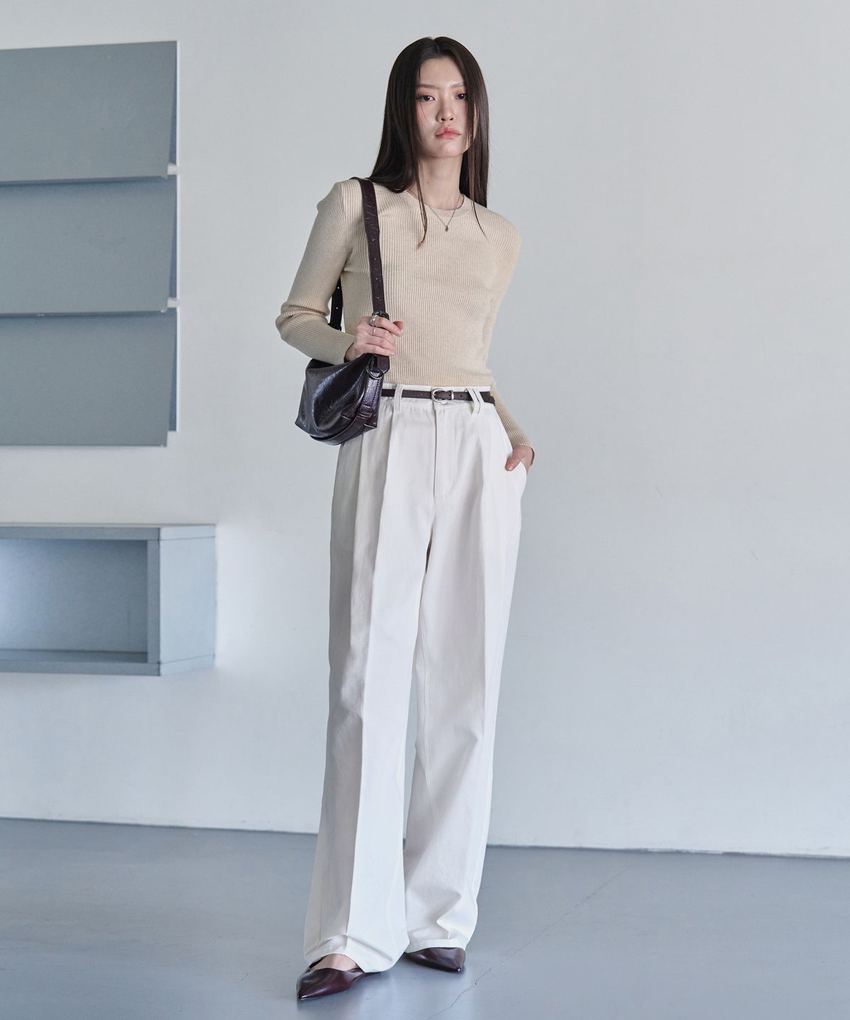 데케트 우먼(DECET WOMEN) 2Pleats Wide Pants DCWPT012Ivory